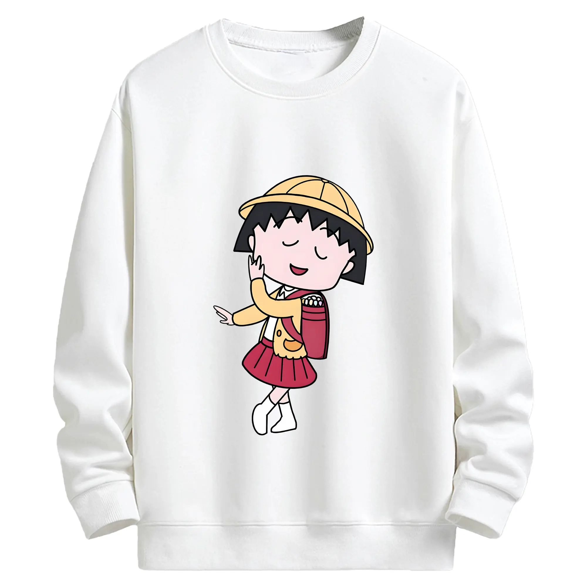 ちびまる子ちゃん グッズ さくら ももこ - キッズ クルーネックスウェットシャツ ・ フロントプリント ・ 綿80％ ポリエステル20％ ・ 快適 通学 スポーツ 日常使い お散歩用