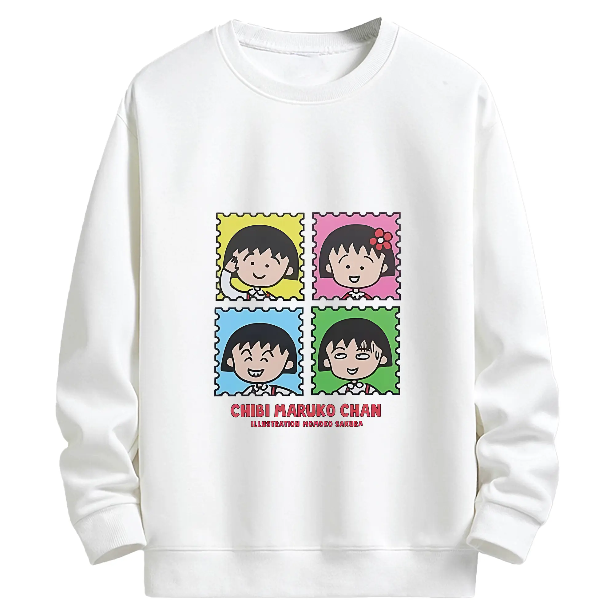 ちびまる子ちゃん グッズ さくら ももこ - キッズ クルーネックスウェットシャツ ・ フロントプリント ・ 綿80％ ポリエステル20％ ・ 快適 通学 スポーツ 日常使い お散歩用