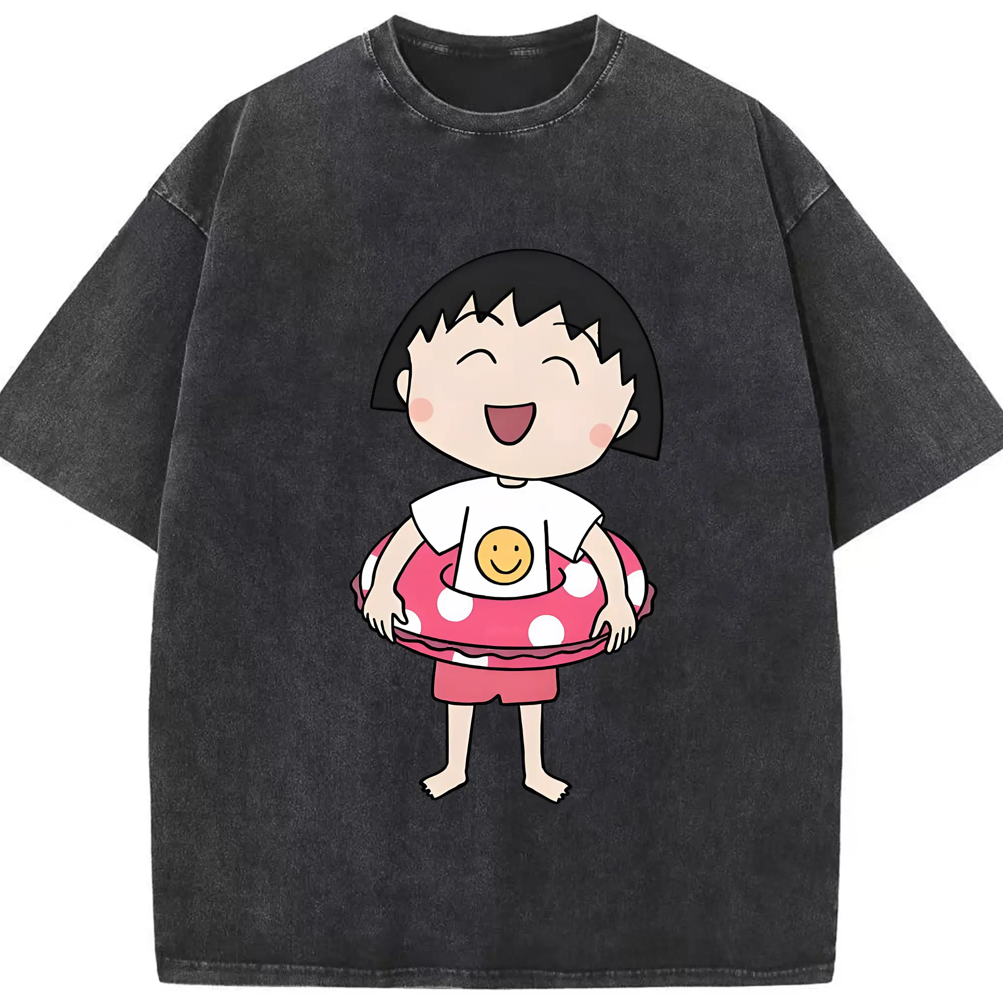 ちびまる子ちゃん グッズ さくら ももこ - 綿100％ ヴィンテージ風 半袖Tシャツ ・ フロントプリント ・ 柔らか肌触り ・ 通気性 快適 ・ スポーツ カジュアル 外出用