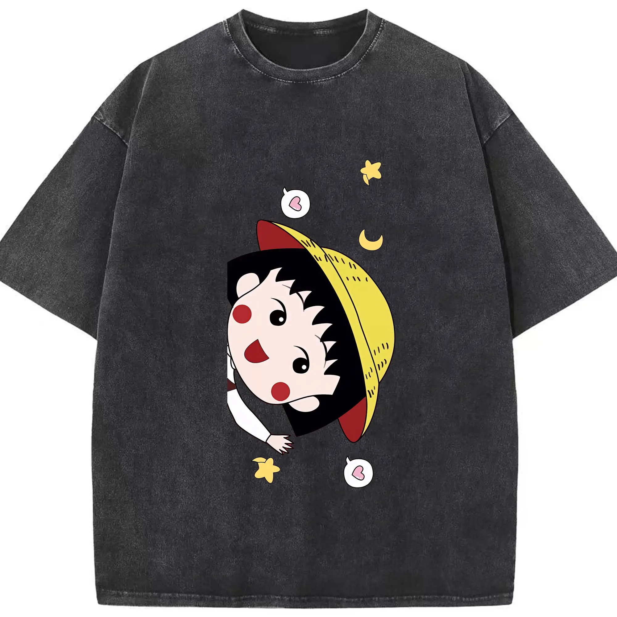 ちびまる子ちゃん グッズ さくら ももこ - 綿100％ ヴィンテージ風 半袖Tシャツ ・ フロントプリント ・ 柔らか肌触り ・ 通気性 快適 ・ スポーツ カジュアル 外出用