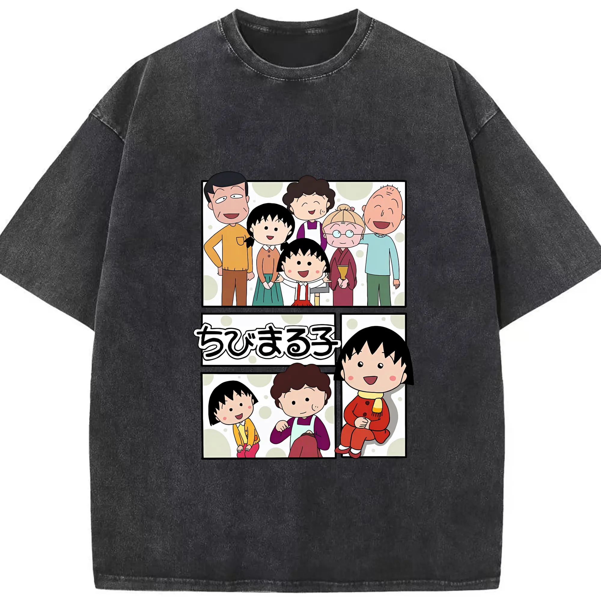 ちびまる子ちゃん グッズ さくら ももこ - 綿100％ ヴィンテージ風 半袖Tシャツ ・ フロントプリント ・ 柔らか肌触り ・ 通気性 快適 ・ スポーツ カジュアル 外出用