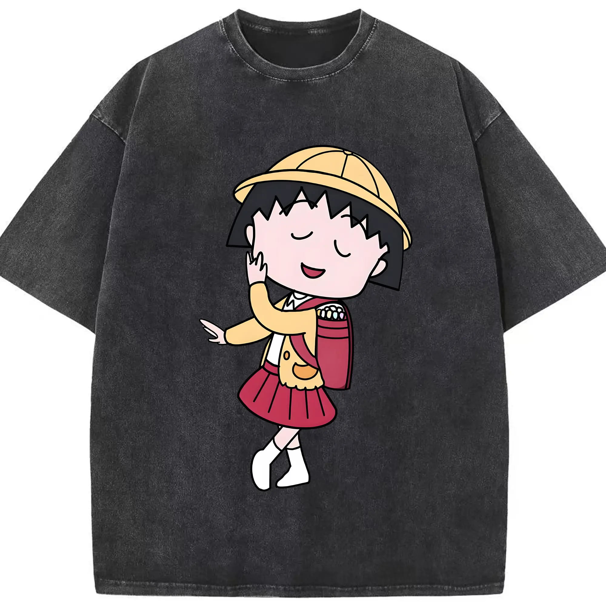 ちびまる子ちゃん グッズ さくら ももこ - 綿100％ ヴィンテージ風 半袖Tシャツ ・ フロントプリント ・ 柔らか肌触り ・ 通気性 快適 ・ スポーツ カジュアル 外出用