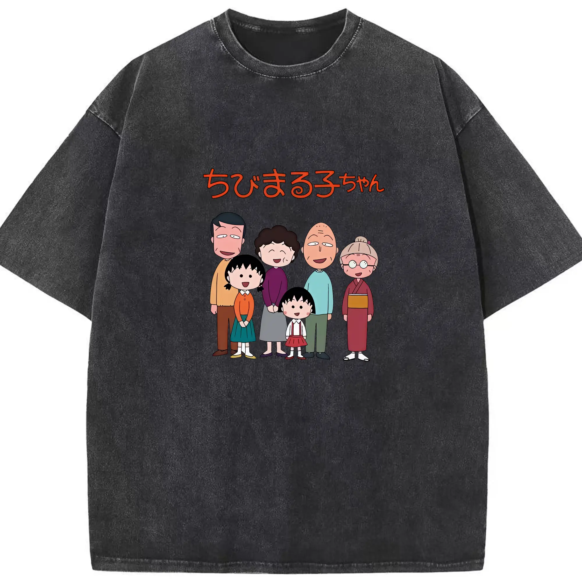 ちびまる子ちゃん グッズ さくら ももこ - 綿100％ ヴィンテージ風 半袖Tシャツ ・ フロントプリント ・ 柔らか肌触り ・ 通気性 快適 ・ スポーツ カジュアル 外出用