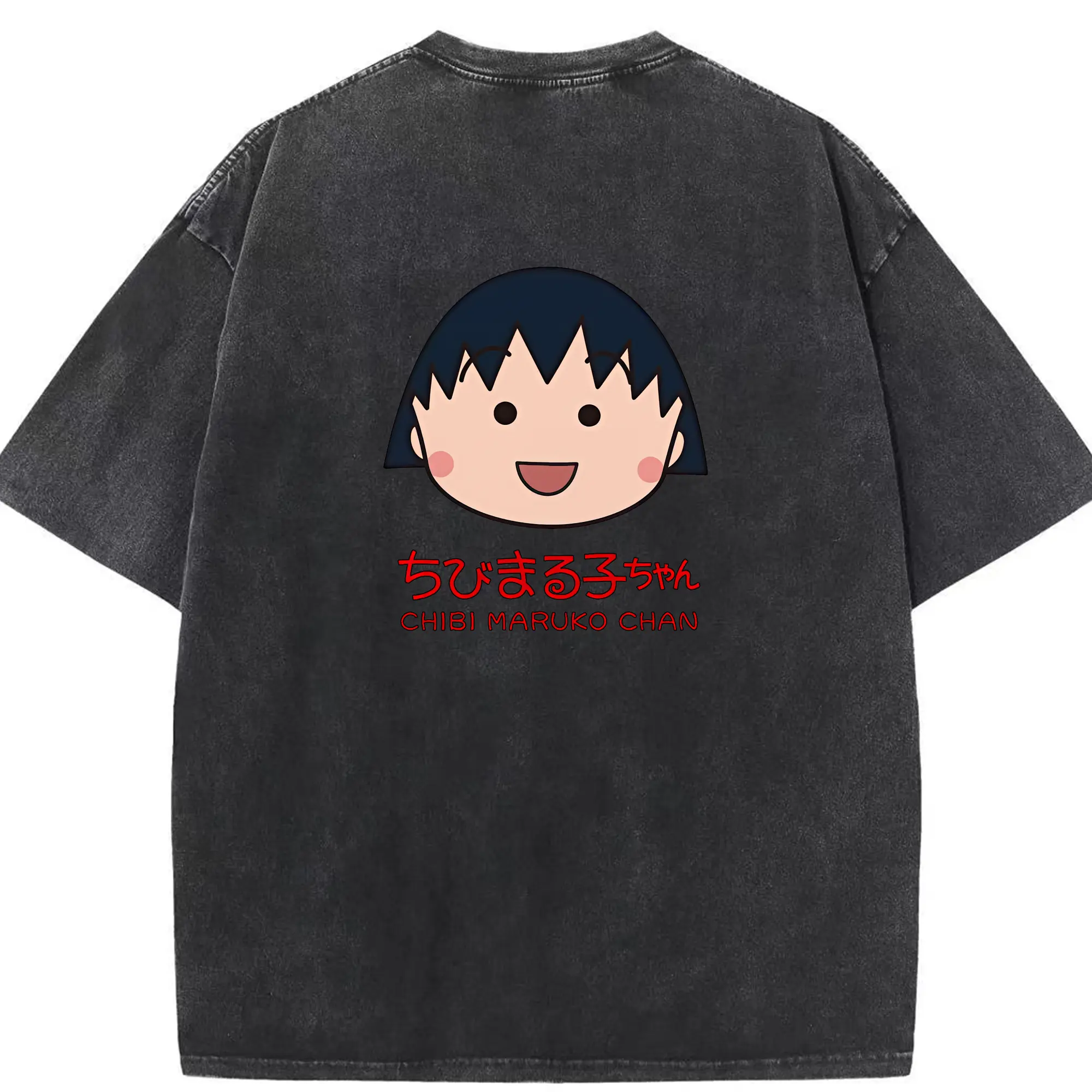 ちびまる子ちゃん グッズ さくら ももこ - 綿100％ ヴィンテージ風 半袖Tシャツ ・ 背面プリント ・ 柔らか肌触り ・ 通気性 快適 ・ スポーツ カジュアル 外出用