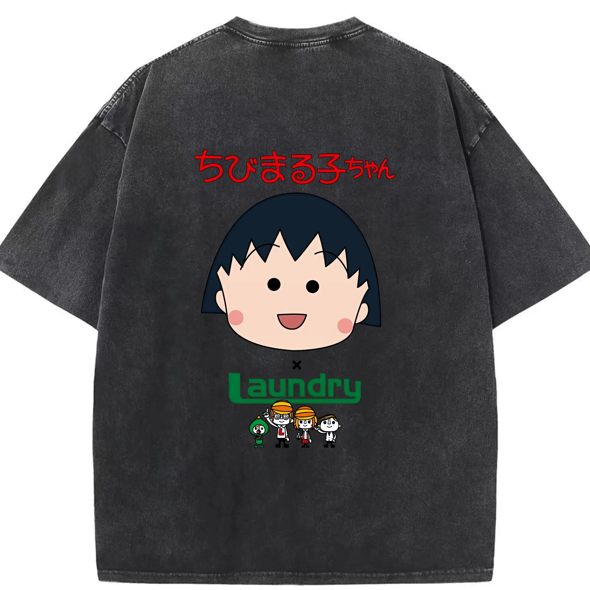 ちびまる子ちゃん グッズ さくら ももこ - 綿100％ ヴィンテージ風 半袖Tシャツ ・ 背面プリント ・ 柔らか肌触り ・ 通気性 快適 ・ スポーツ カジュアル 外出用