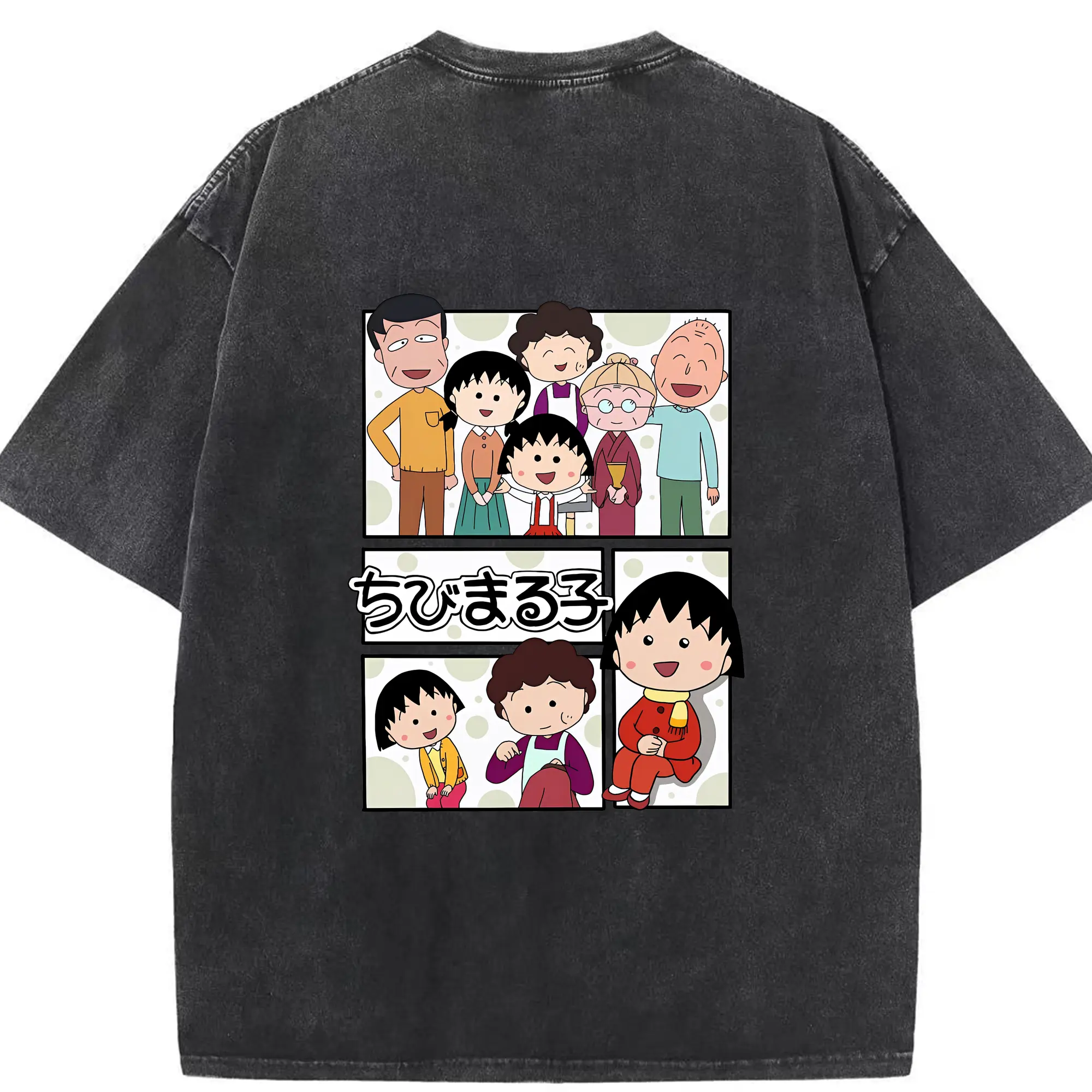 ちびまる子ちゃん グッズ さくら ももこ - 綿100％ ヴィンテージ風 半袖Tシャツ ・ 背面プリント ・ 柔らか肌触り ・ 通気性 快適 ・ スポーツ カジュアル 外出用