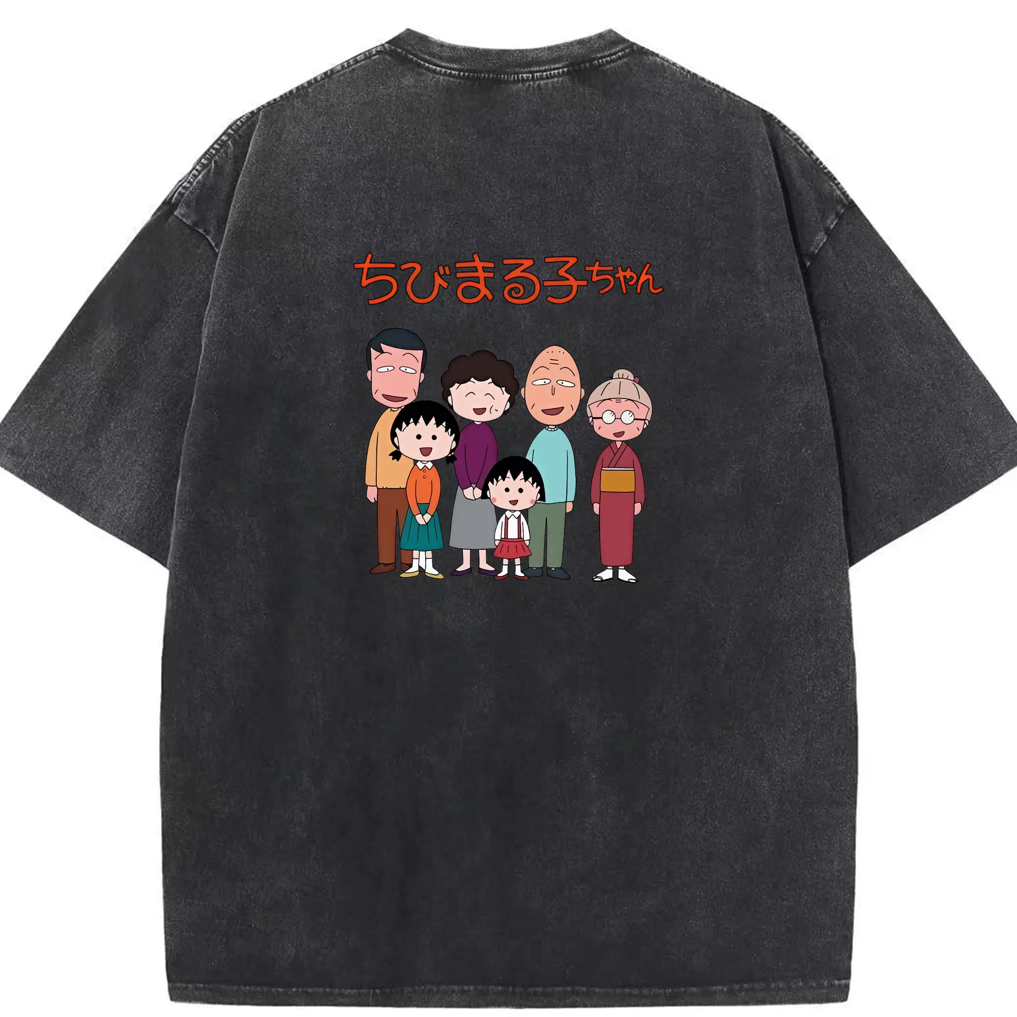 ちびまる子ちゃん グッズ さくら ももこ - 綿100％ ヴィンテージ風 半袖Tシャツ ・ 背面プリント ・ 柔らか肌触り ・ 通気性 快適 ・ スポーツ カジュアル 外出用
