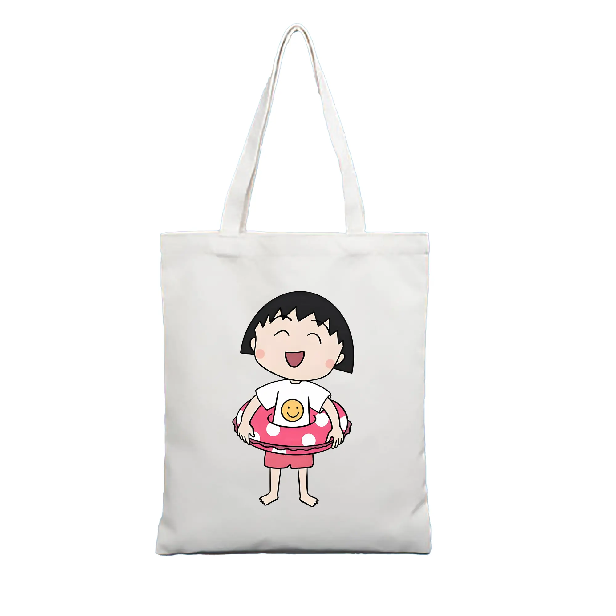 ちびまる子ちゃん グッズ さくら ももこ - 縦型キャンバス手提げバッグ（トートバッグ） ・ キャンバス素材 ・ ショッピング用 ・ 軽量 丈夫 お手入れ簡単