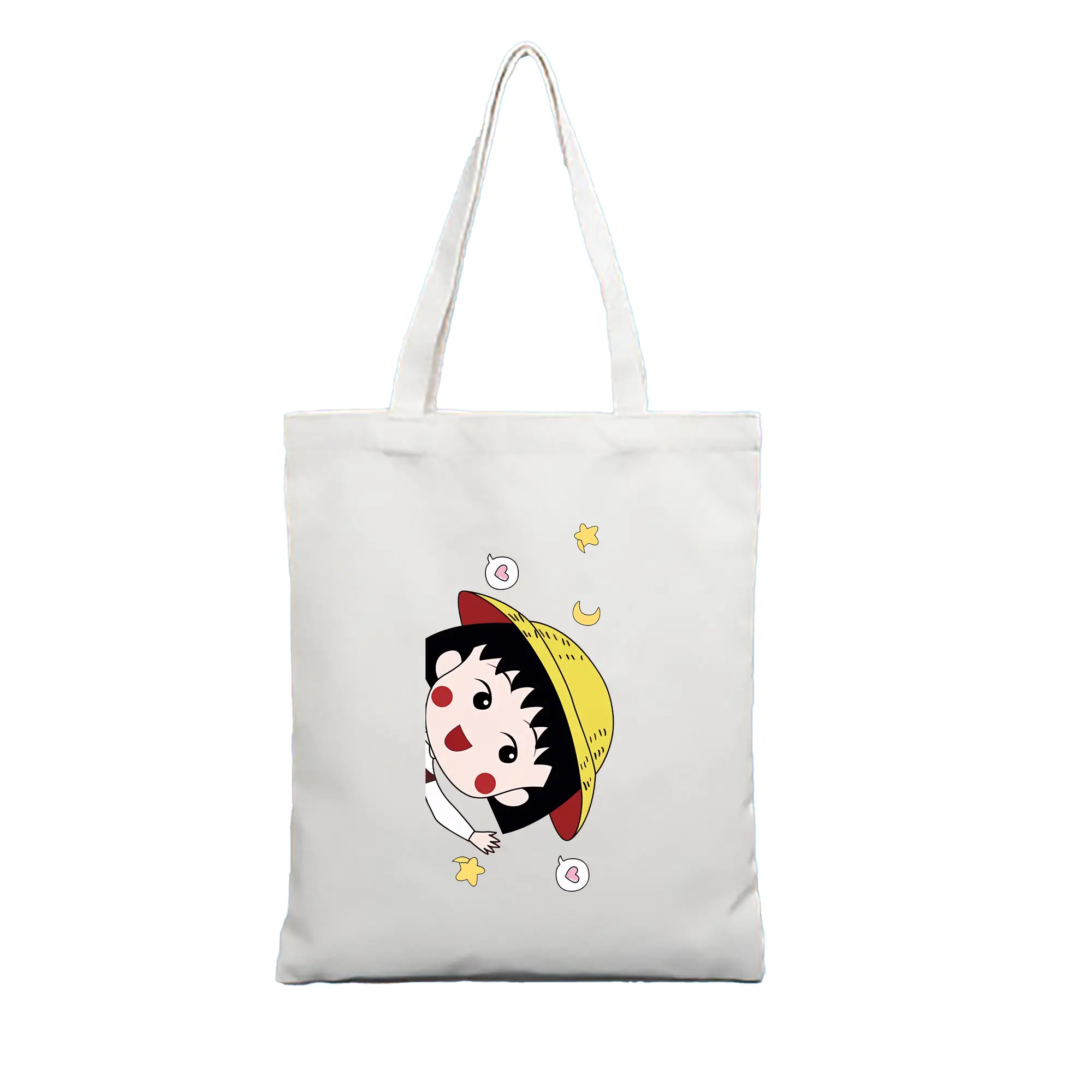 ちびまる子ちゃん グッズ さくら ももこ - 縦型キャンバス手提げバッグ（トートバッグ） ・ キャンバス素材 ・ ショッピング用 ・ 軽量 丈夫 お手入れ簡単