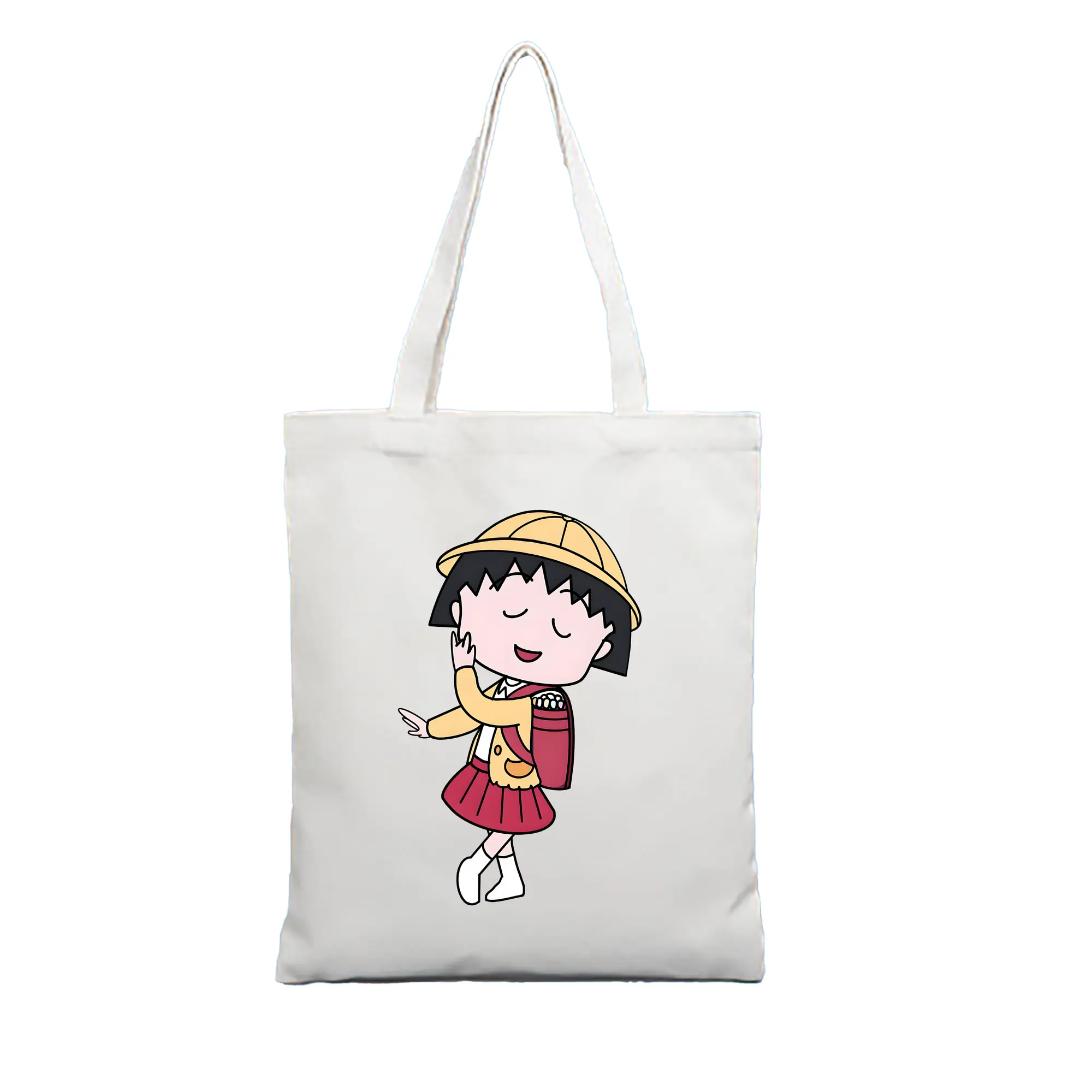 ちびまる子ちゃん グッズ さくら ももこ - 縦型キャンバス手提げバッグ（トートバッグ） ・ キャンバス素材 ・ ショッピング用 ・ 軽量 丈夫 お手入れ簡単