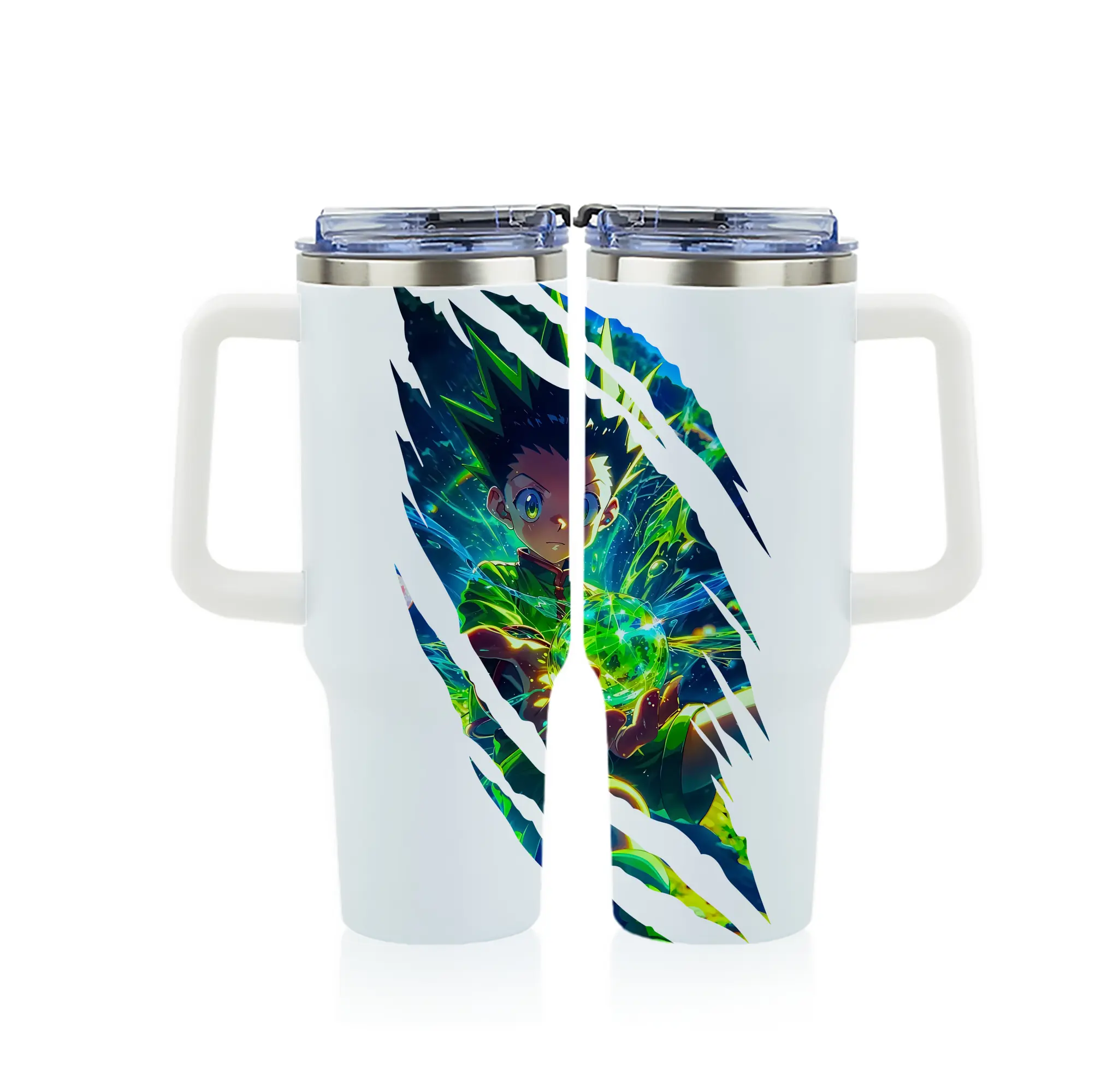 ハンター×ハンター グッズ ゴン＝フリークス - 1200mL フルプリント車用タンブラー ・ 304ステンレス 内側 ・ 201ステンレス 外側 ・ 保温 保冷 ・ 通勤 ドライブ アウトドア用