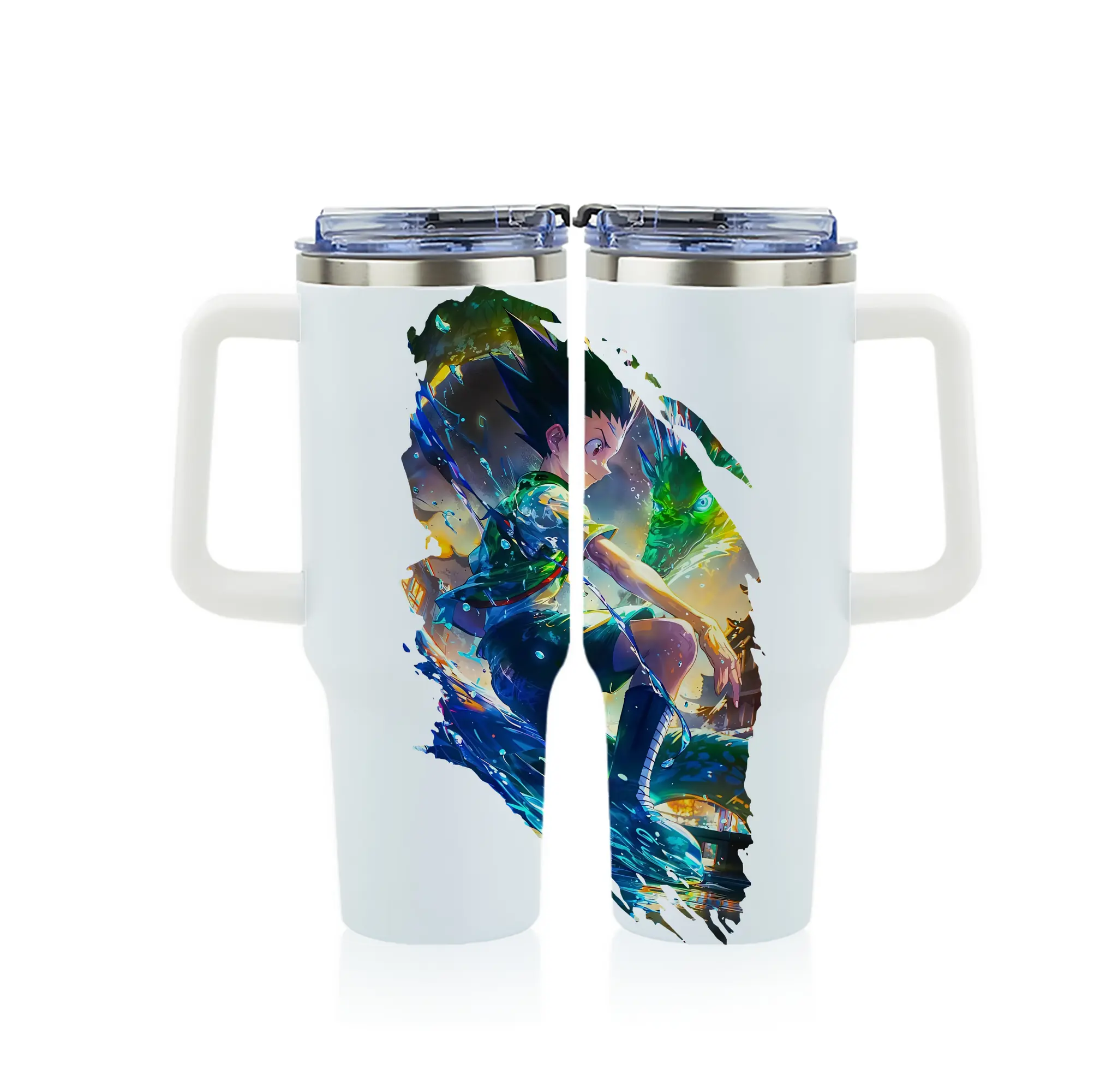 ハンター×ハンター グッズ ゴン＝フリークス - 1200mL フルプリント車用タンブラー ・ 304ステンレス 内側 ・ 201ステンレス 外側 ・ 保温 保冷 ・ 通勤 ドライブ アウトドア用