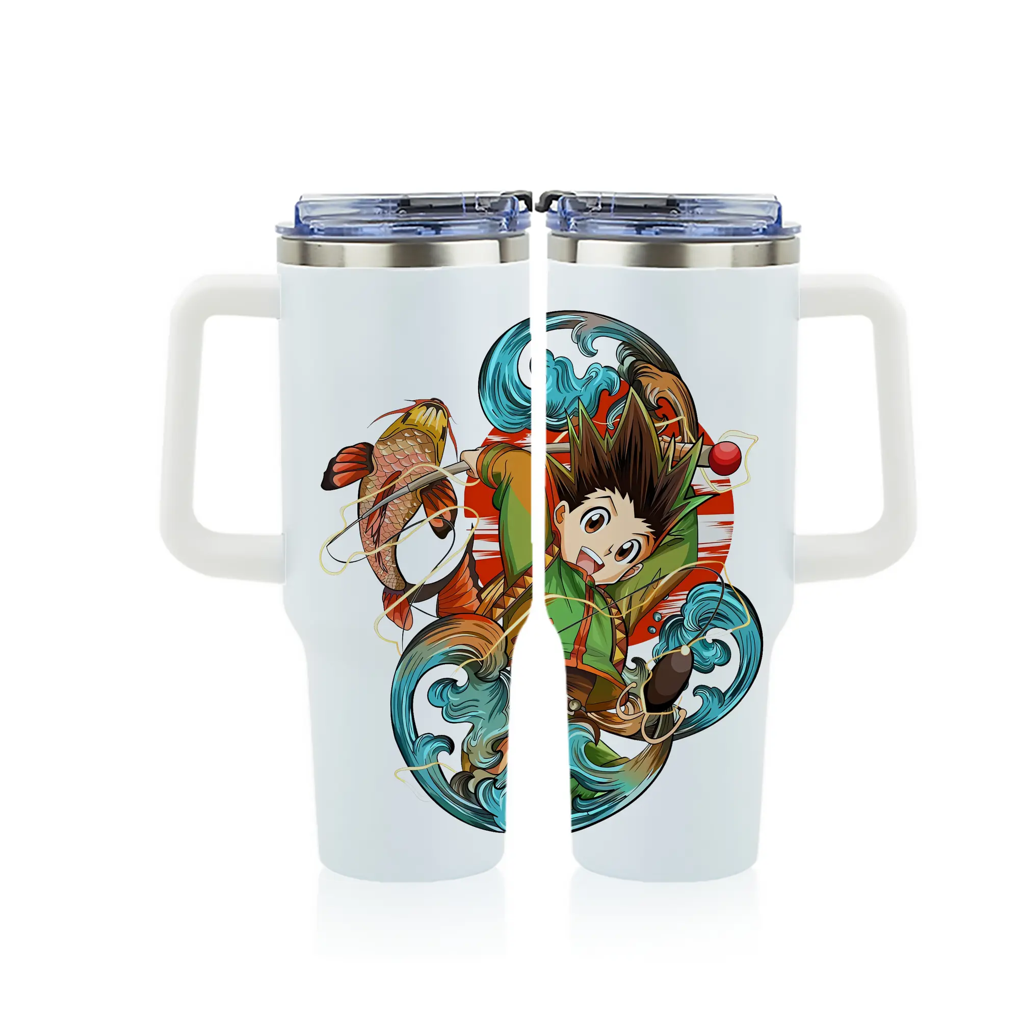 ハンター×ハンター グッズ ゴン＝フリークス - 1200mL フルプリント車用タンブラー ・ 304ステンレス 内側 ・ 201ステンレス 外側 ・ 保温 保冷 ・ 通勤 ドライブ アウトドア用