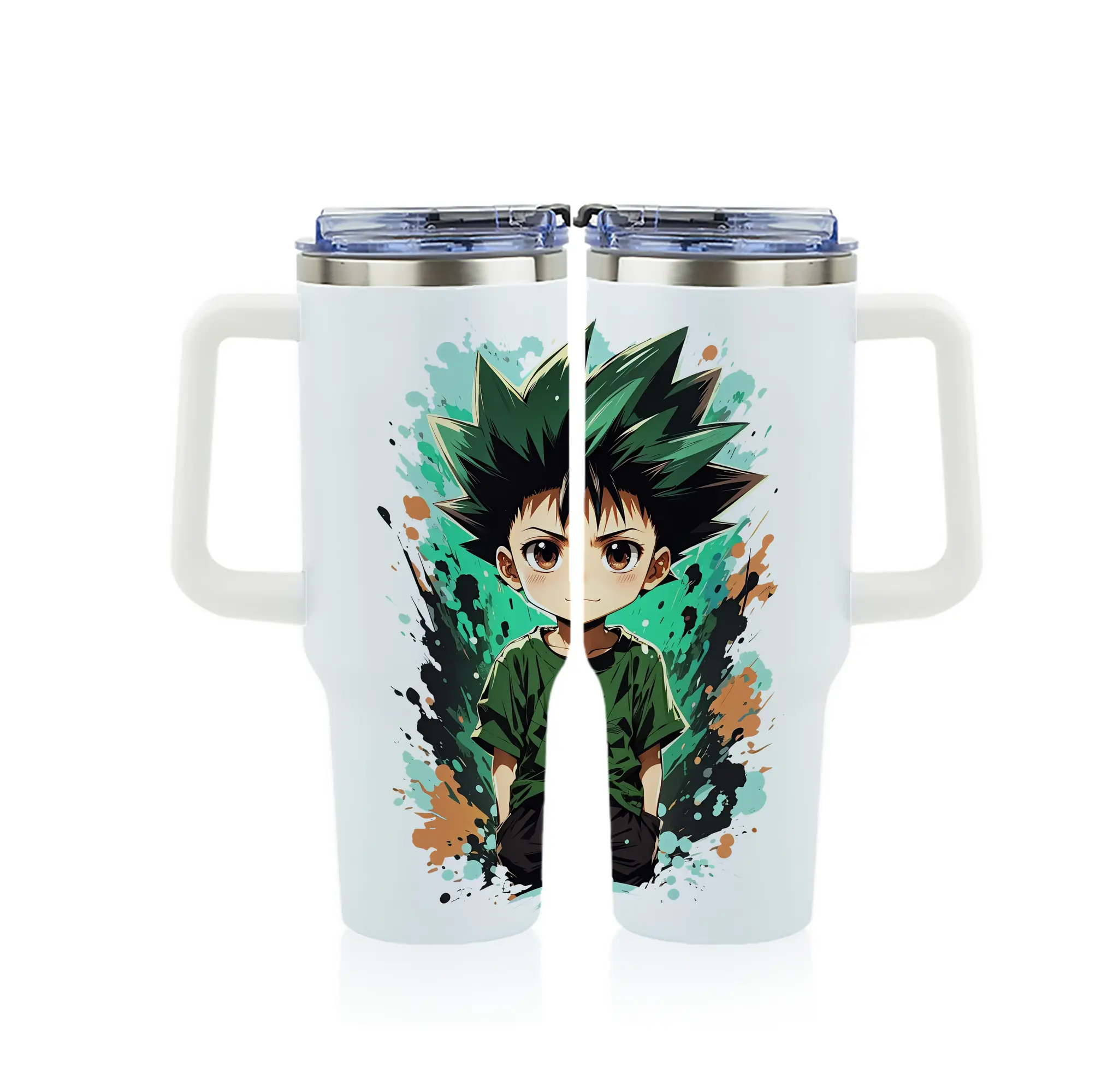 ハンター×ハンター グッズ ゴン＝フリークス - 1200mL フルプリント車用タンブラー ・ 304ステンレス 内側 ・ 201ステンレス 外側 ・ 保温 保冷 ・ 通勤 ドライブ アウトドア用