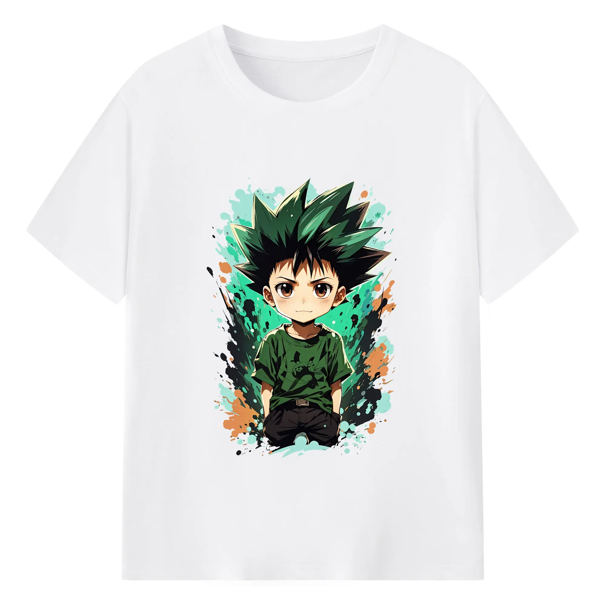 ハンター×ハンター グッズ ゴン＝フリークス - 綿100％ 半袖Tシャツ ・ フロントプリント ・ 快適 通気性 ・ 日常使い 散歩 スポーツ用