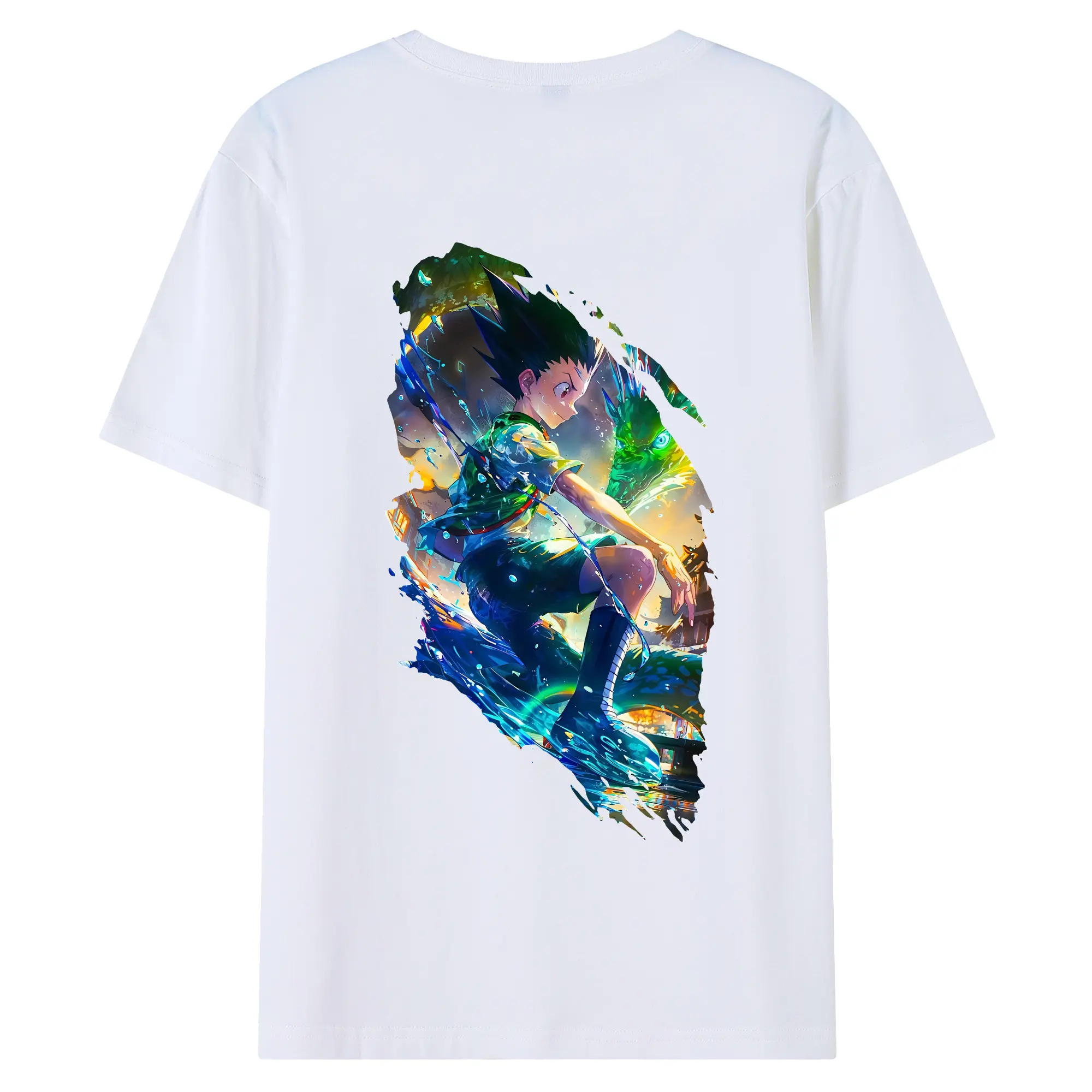 ハンター×ハンター グッズ ゴン＝フリークス - 綿100％ 半袖Tシャツ ・ バックプリント ・ 快適 通気性 ・ 日常使い 散歩 スポーツ用