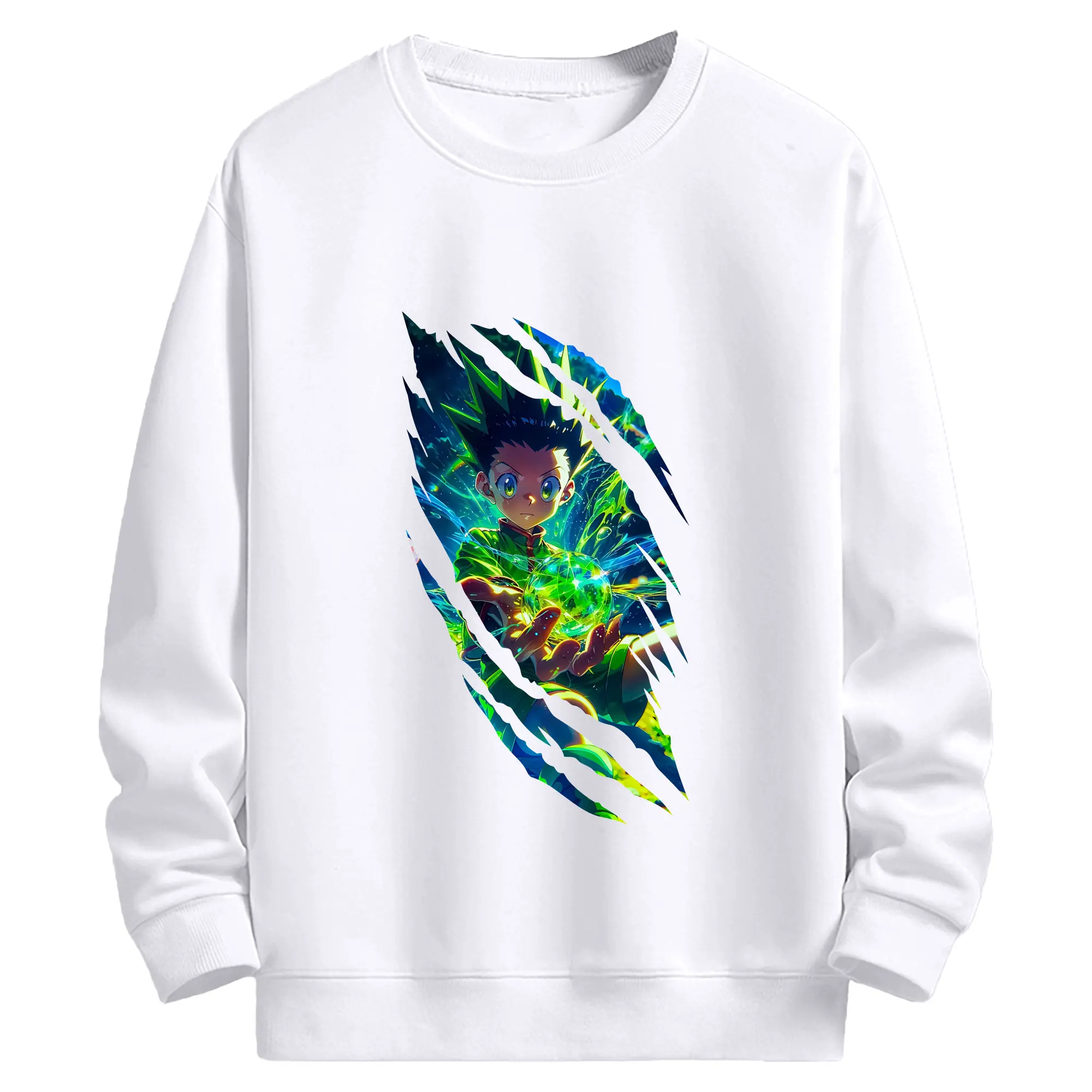 ハンター×ハンター グッズ ゴン＝フリークス - 高品質 クルーネック スウェット ・ コットン59％ ポリエステル41％ ・ ユニセックス 長袖 トレーナー ・ カジュアル デイリー スポーツ 散歩用