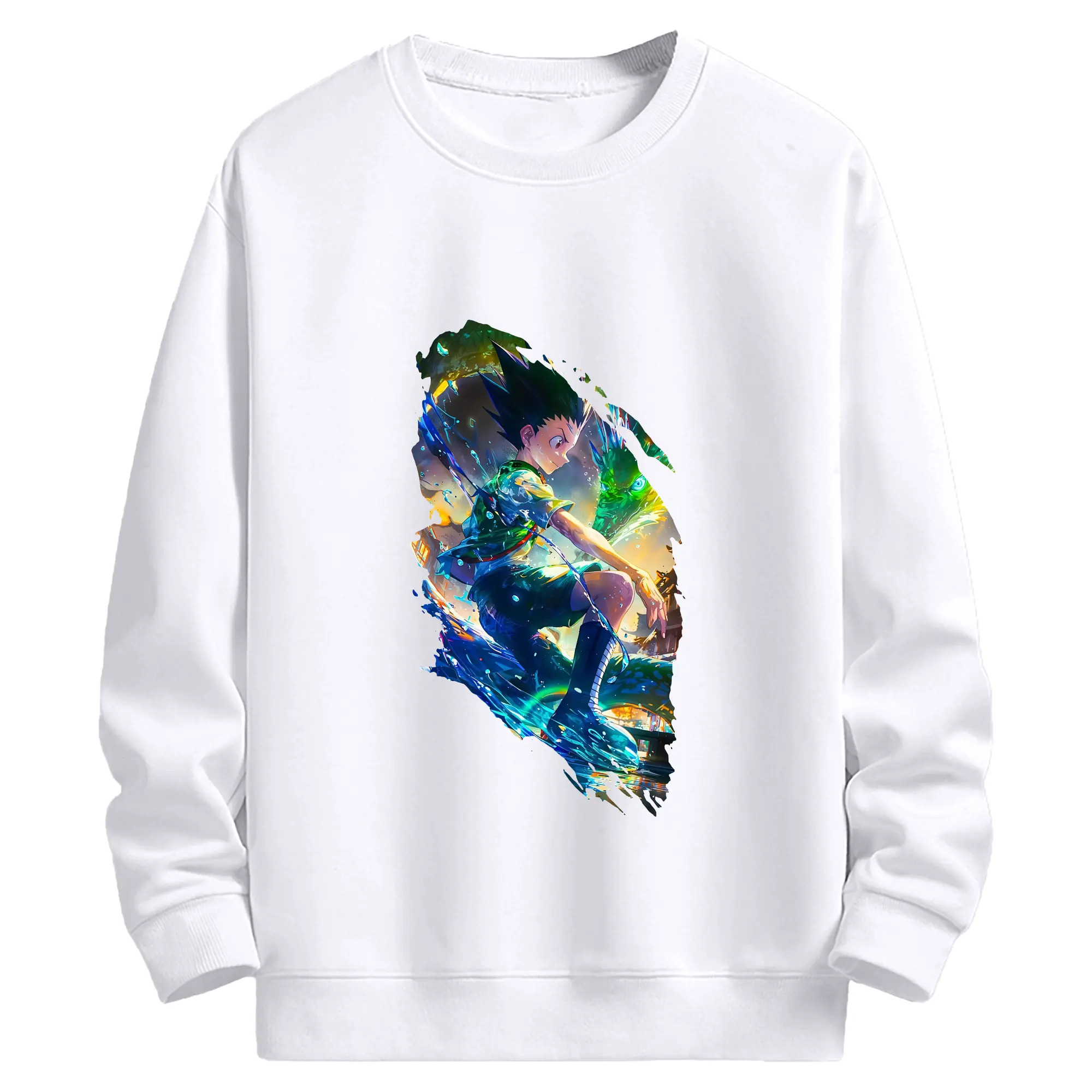 ハンター×ハンター グッズ ゴン＝フリークス - 高品質 クルーネック スウェット ・ コットン59％ ポリエステル41％ ・ ユニセックス 長袖 トレーナー ・ カジュアル デイリー スポーツ 散歩用