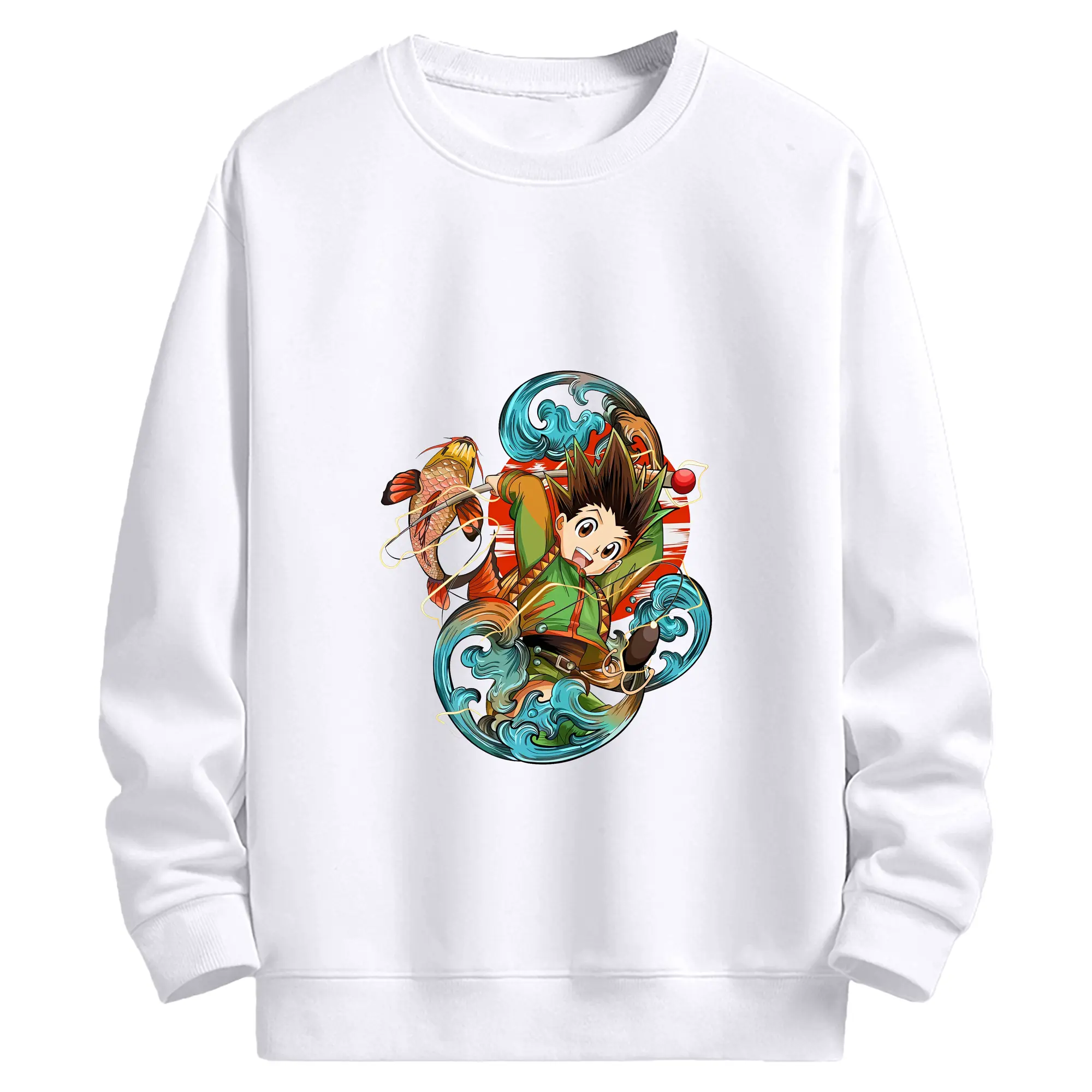 ハンター×ハンター グッズ ゴン＝フリークス - 高品質 クルーネック スウェット ・ コットン59％ ポリエステル41％ ・ ユニセックス 長袖 トレーナー ・ カジュアル デイリー スポーツ 散歩用