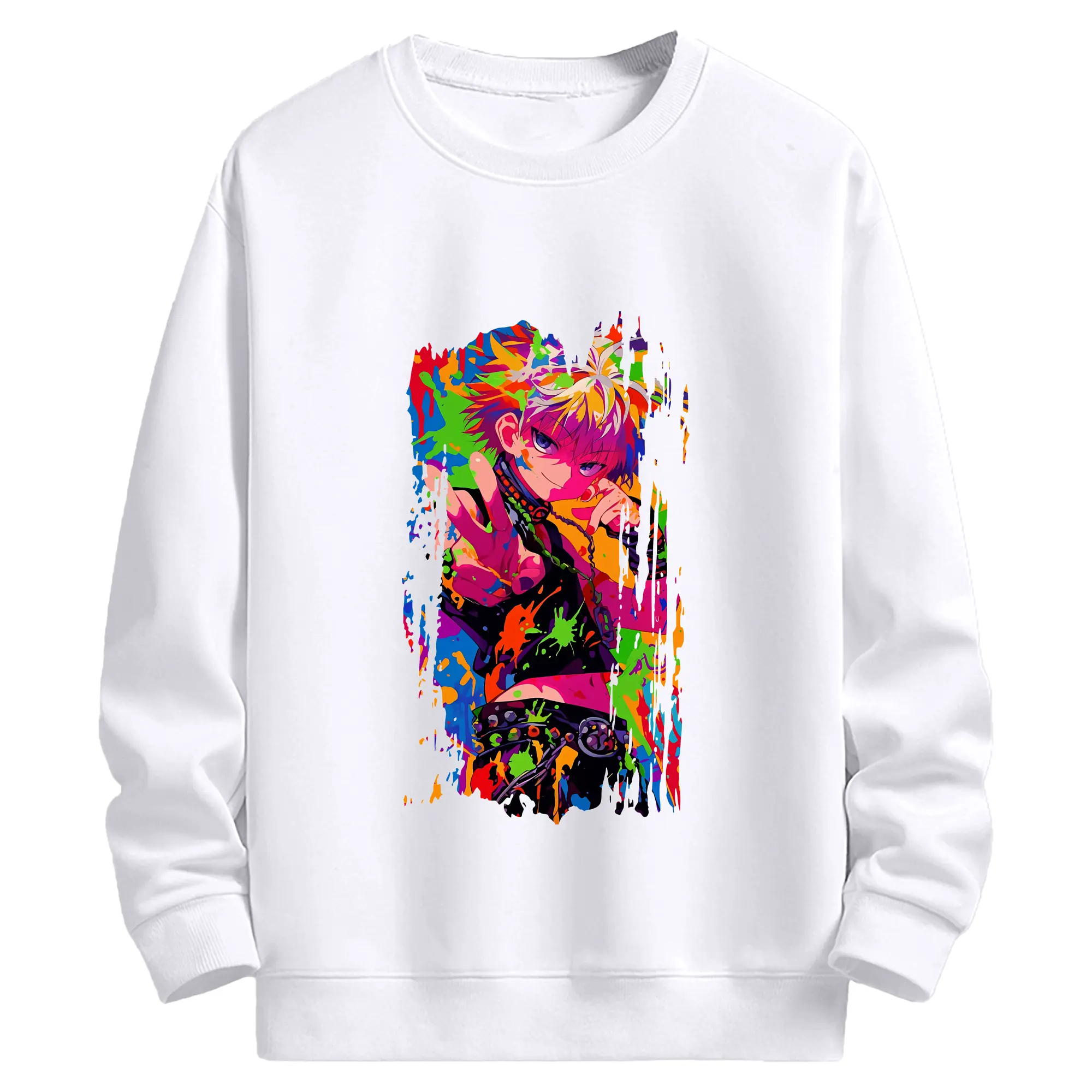 ハンター×ハンター グッズ ゴン＝フリークス - 高品質 クルーネック スウェット ・ コットン59％ ポリエステル41％ ・ ユニセックス 長袖 トレーナー ・ カジュアル デイリー スポーツ 散歩用