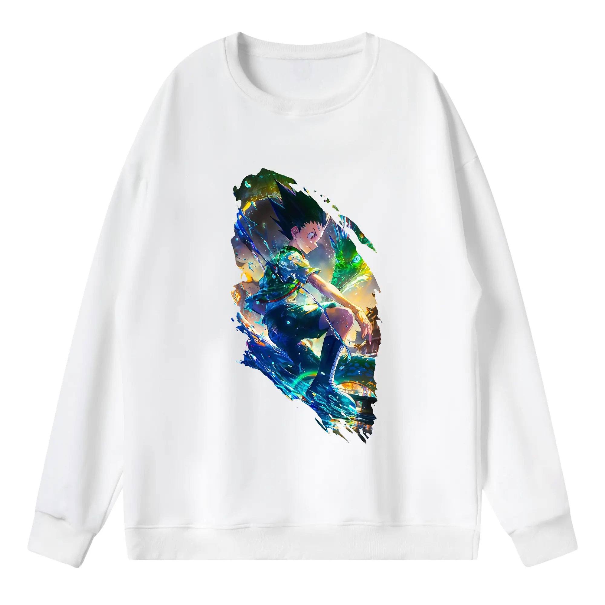 ハンター×ハンター グッズ ゴン＝フリークス - 薄手 クルーネック スウェット 裏毛260g · ポリエステル 春秋向け カジュアル 男女兼用 · トレーナー デイリー スポーツ 散歩に最適