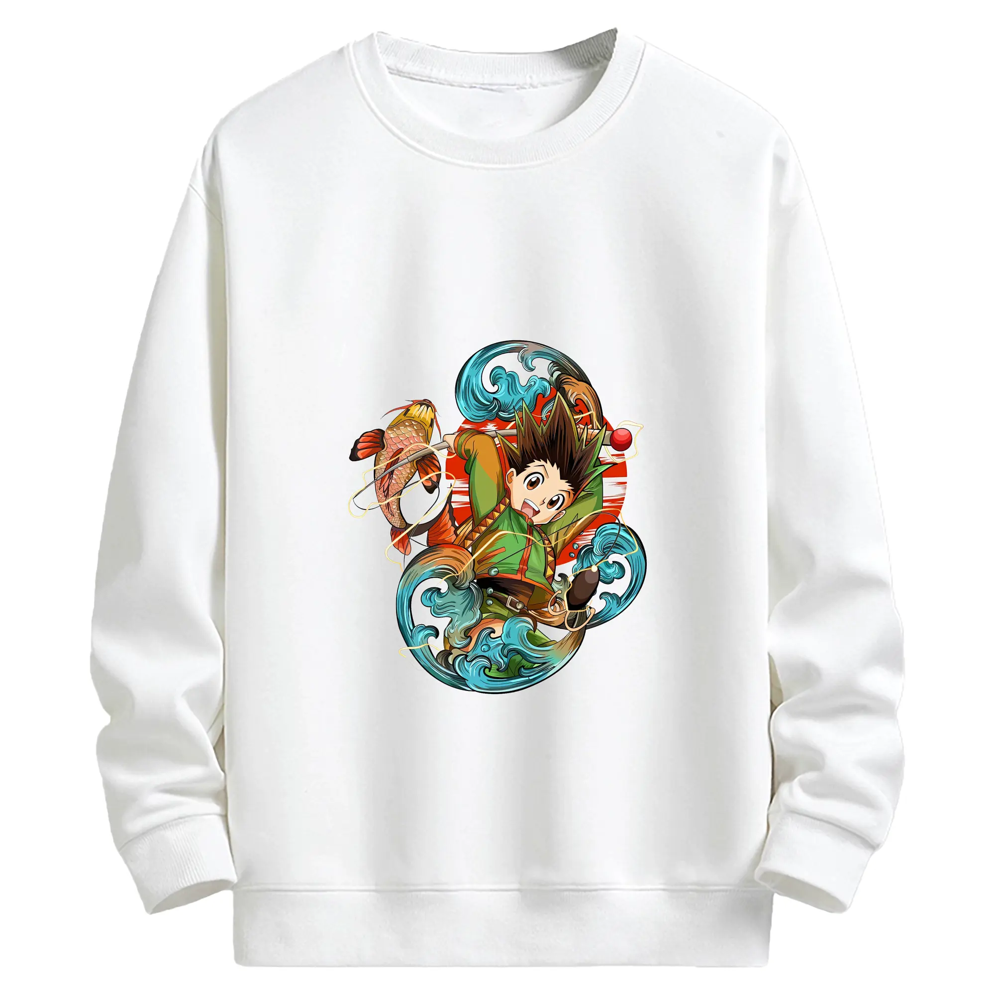 ハンター×ハンター グッズ ゴン＝フリークス - キッズ クルーネックスウェットシャツ ・ フロントプリント ・ 綿80％ ポリエステル20％ ・ 快適 通学 スポーツ 日常使い お散歩用