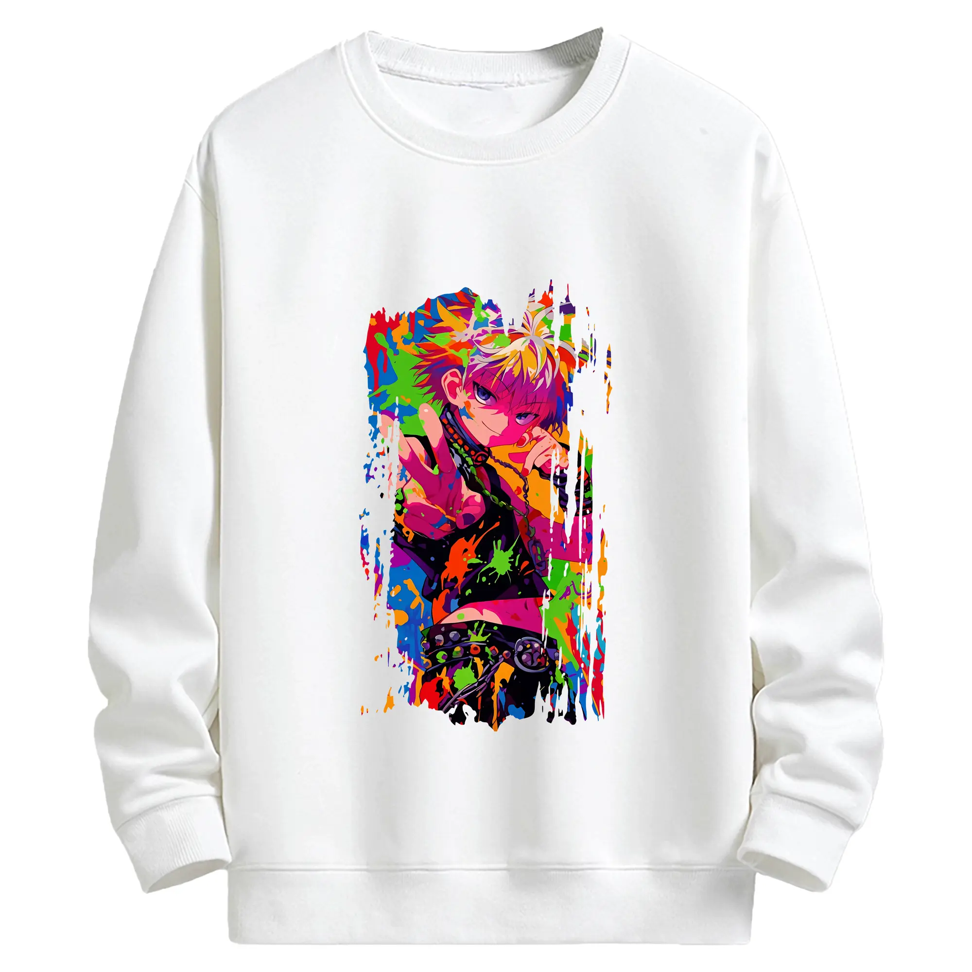 ハンター×ハンター グッズ ゴン＝フリークス - キッズ クルーネックスウェットシャツ ・ フロントプリント ・ 綿80％ ポリエステル20％ ・ 快適 通学 スポーツ 日常使い お散歩用