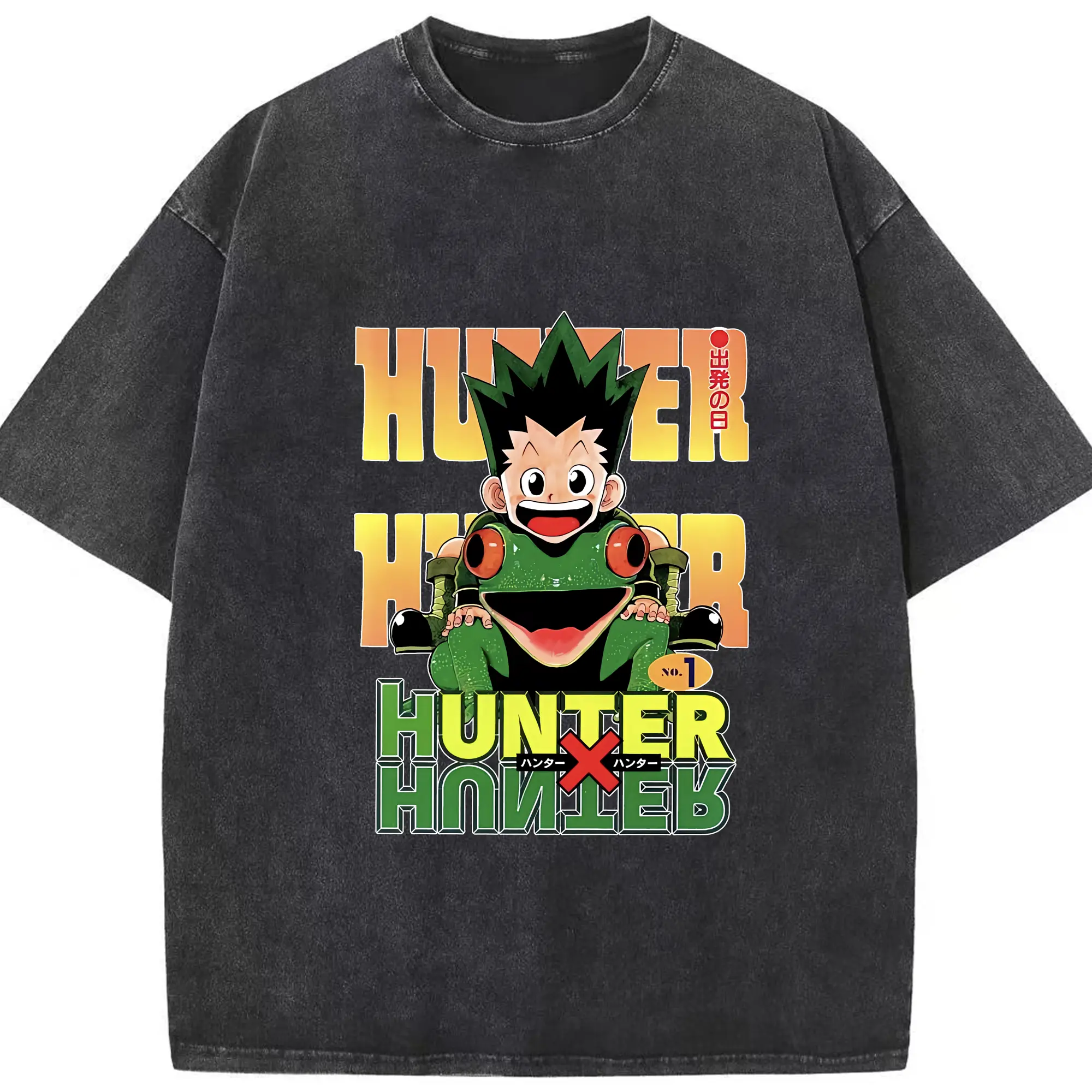 ハンター×ハンター グッズ ゴン＝フリークス - 綿100％ ヴィンテージ風 半袖Tシャツ ・ フロントプリント ・ 柔らか肌触り ・ 通気性 快適 ・ スポーツ カジュアル 外出用