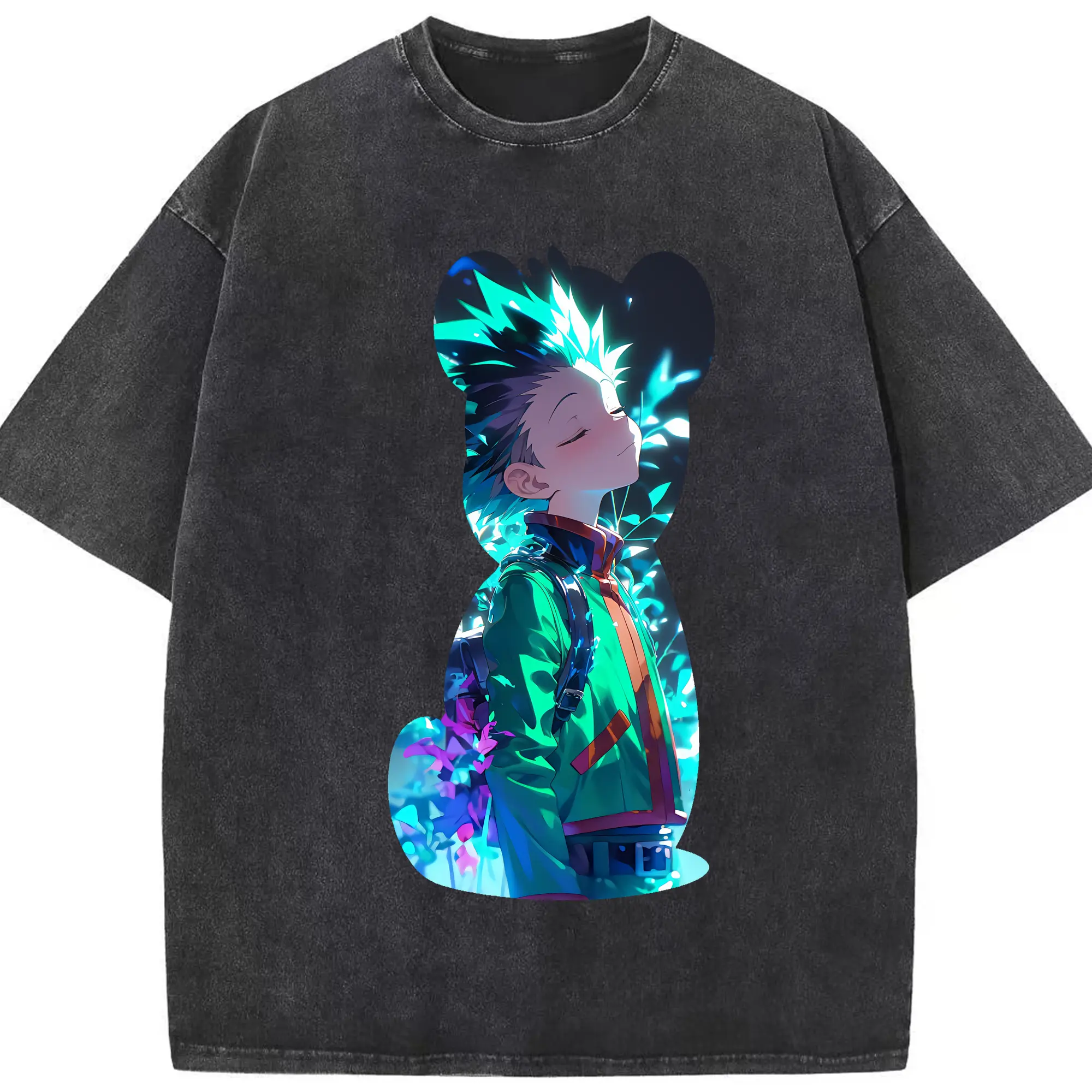 ハンター×ハンター グッズ ゴン＝フリークス - 綿100％ ヴィンテージ風 半袖Tシャツ ・ フロントプリント ・ 柔らか肌触り ・ 通気性 快適 ・ スポーツ カジュアル 外出用