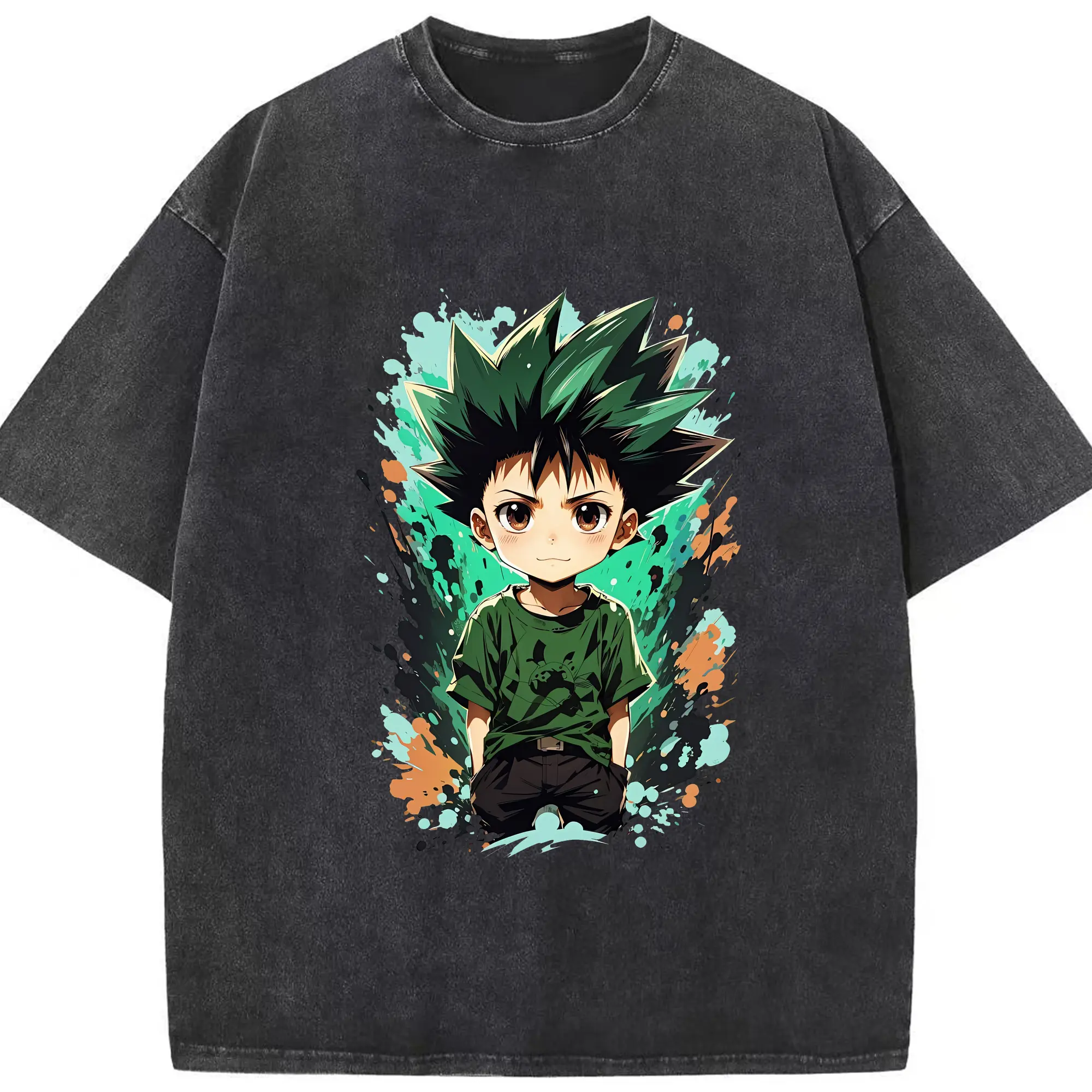 ハンター×ハンター グッズ ゴン＝フリークス - 綿100％ ヴィンテージ風 半袖Tシャツ ・ フロントプリント ・ 柔らか肌触り ・ 通気性 快適 ・ スポーツ カジュアル 外出用