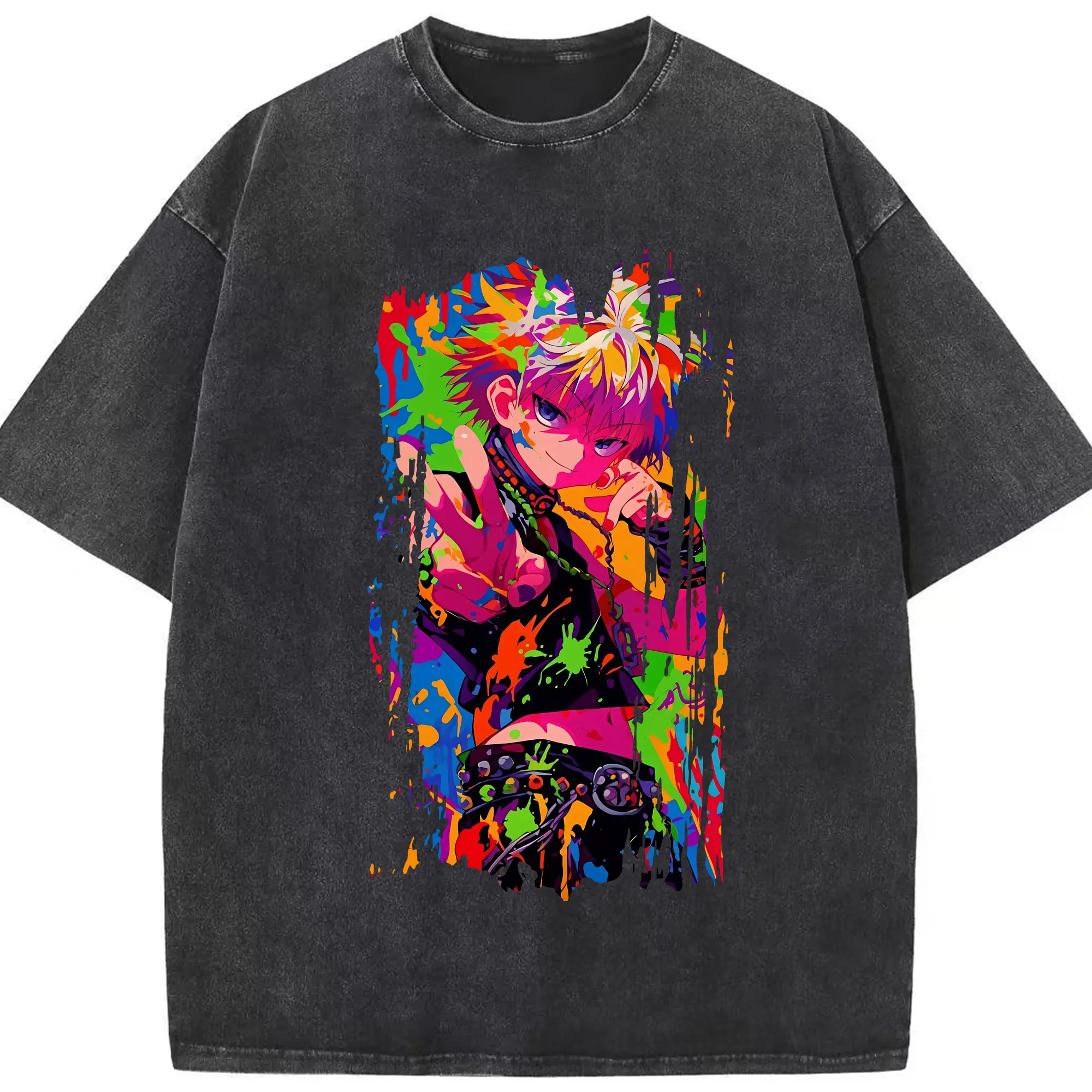 ハンター×ハンター グッズ ゴン＝フリークス - 綿100％ ヴィンテージ風 半袖Tシャツ ・ フロントプリント ・ 柔らか肌触り ・ 通気性 快適 ・ スポーツ カジュアル 外出用