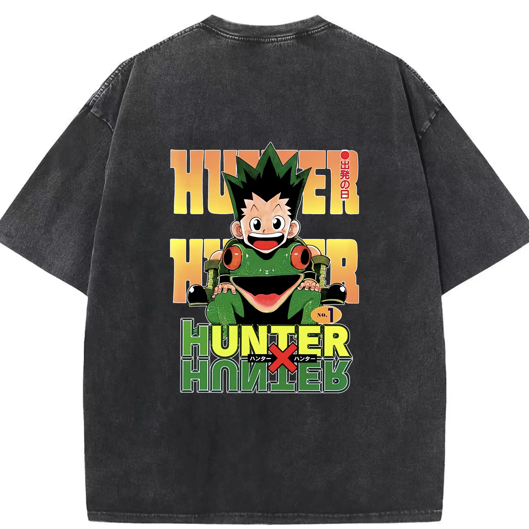 ハンター×ハンター グッズ ゴン＝フリークス - 綿100％ ヴィンテージ風 半袖Tシャツ ・ 背面プリント ・ 柔らか肌触り ・ 通気性 快適 ・ スポーツ カジュアル 外出用