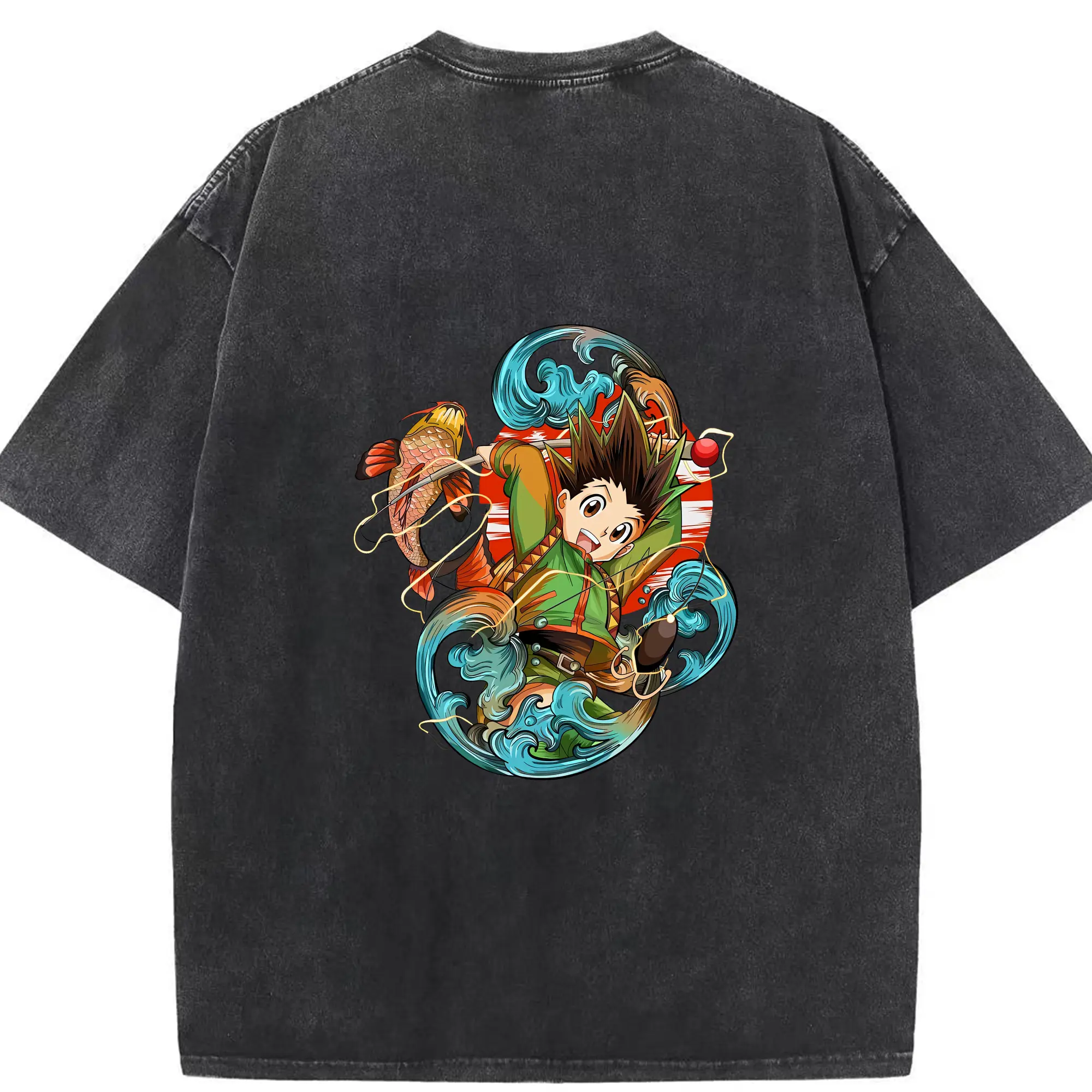 ハンター×ハンター グッズ ゴン＝フリークス - 綿100％ ヴィンテージ風 半袖Tシャツ ・ 背面プリント ・ 柔らか肌触り ・ 通気性 快適 ・ スポーツ カジュアル 外出用