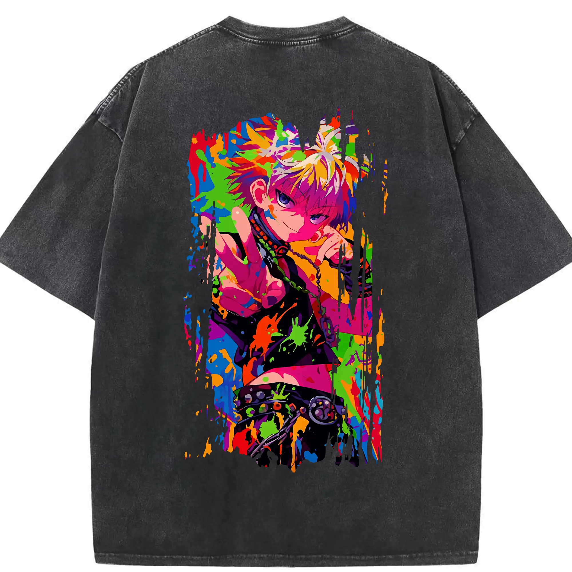 ハンター×ハンター グッズ ゴン＝フリークス - 綿100％ ヴィンテージ風 半袖Tシャツ ・ 背面プリント ・ 柔らか肌触り ・ 通気性 快適 ・ スポーツ カジュアル 外出用