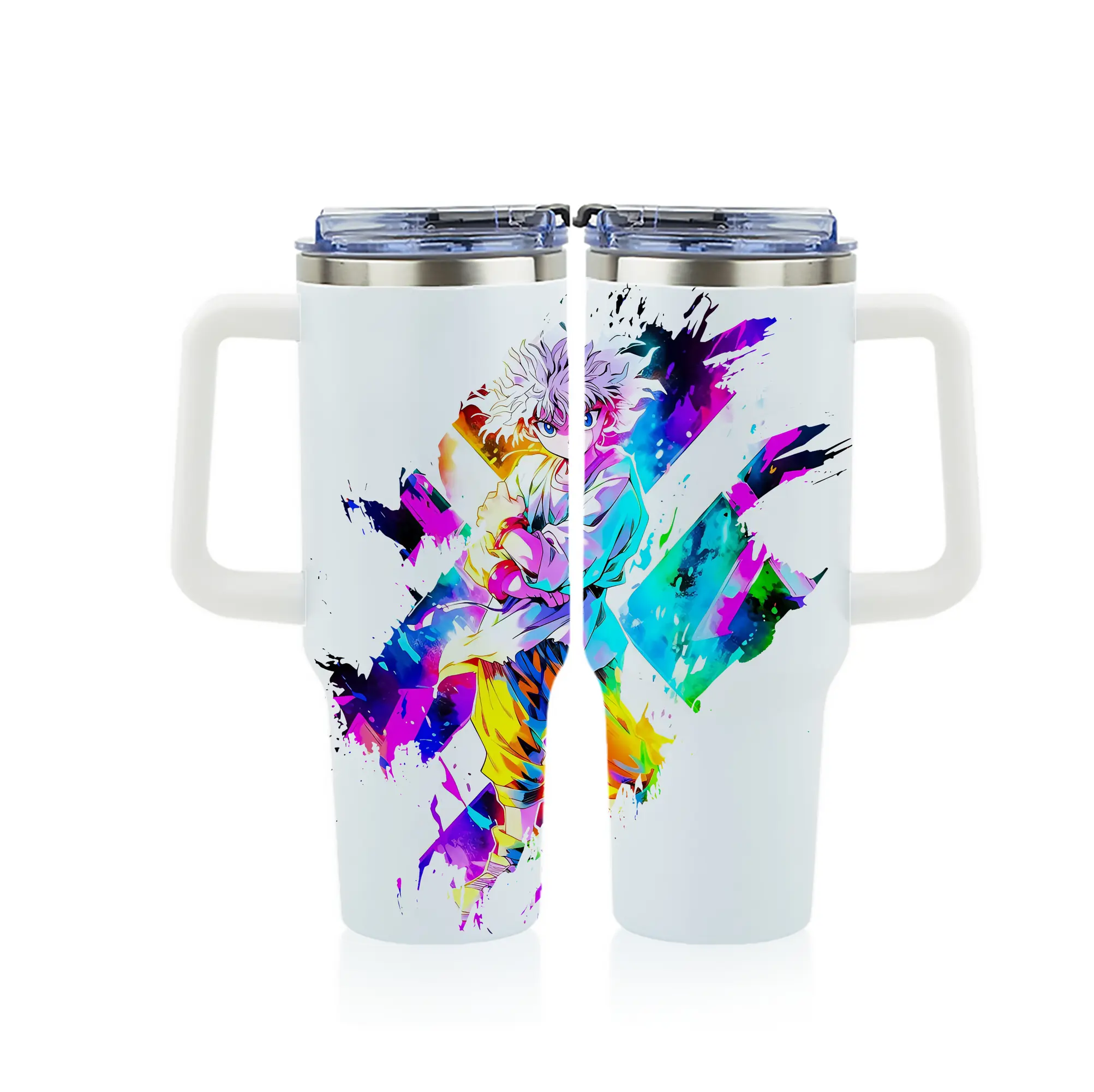 ハンター×ハンター グッズ キルア＝ゾルディック - 1200mL フルプリント車用タンブラー ・ 304ステンレス 内側 ・ 201ステンレス 外側 ・ 保温 保冷 ・ 通勤 ドライブ アウトドア用