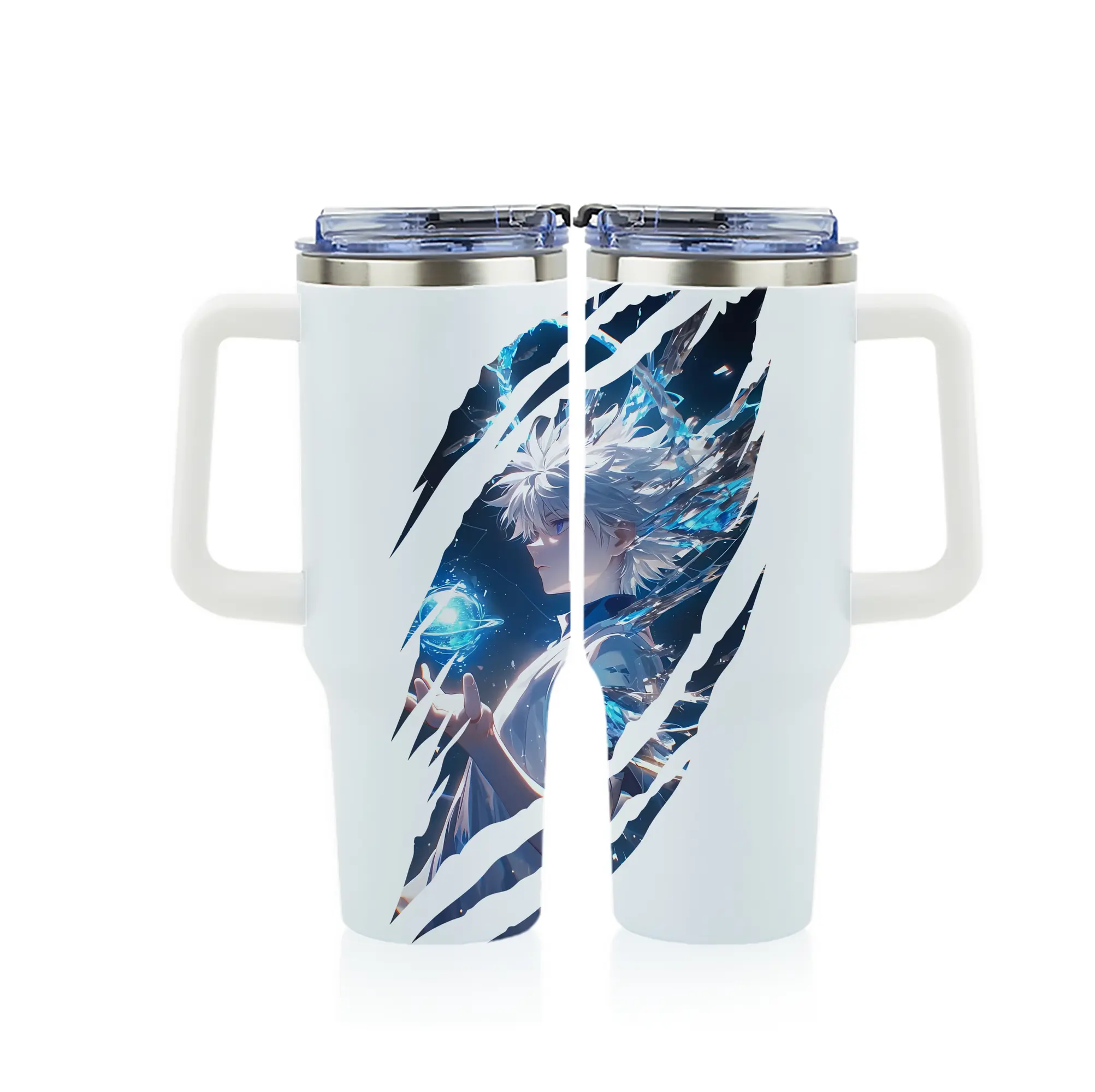 ハンター×ハンター グッズ キルア＝ゾルディック - 1200mL フルプリント車用タンブラー ・ 304ステンレス 内側 ・ 201ステンレス 外側 ・ 保温 保冷 ・ 通勤 ドライブ アウトドア用