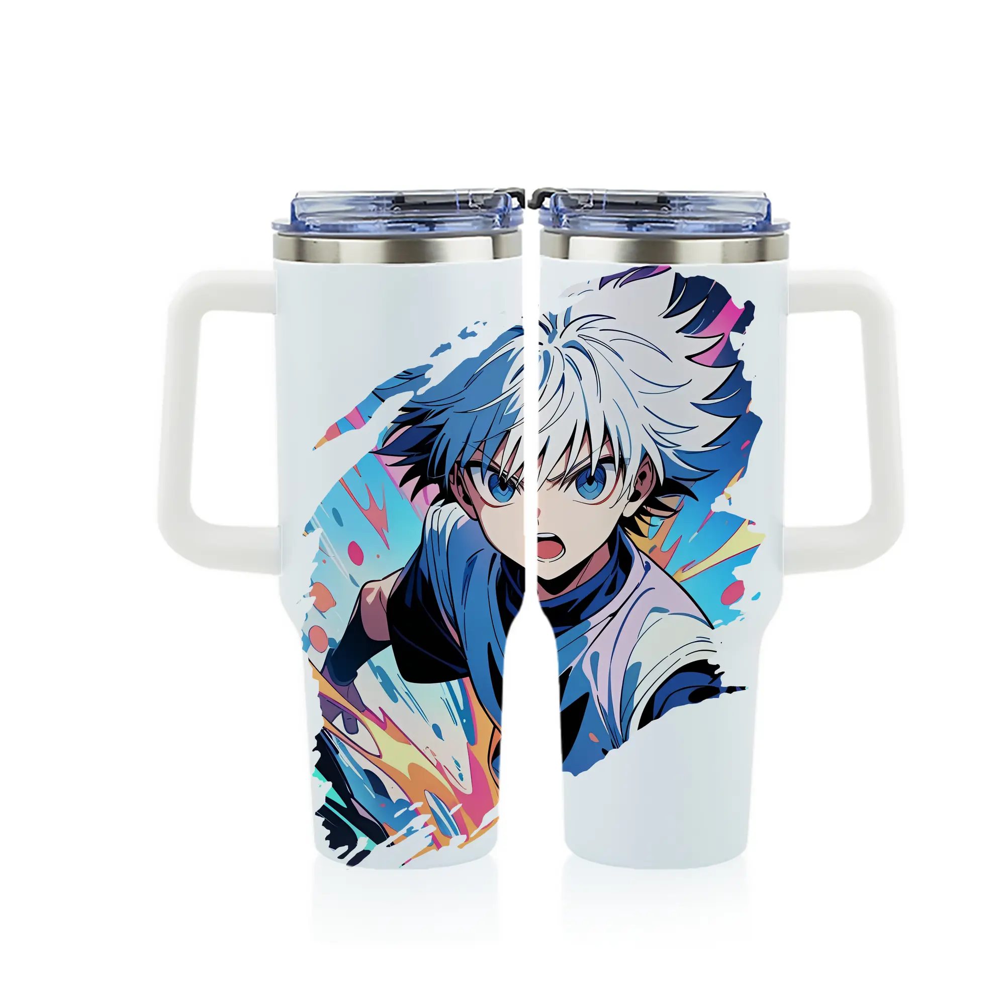 ハンター×ハンター グッズ キルア＝ゾルディック - 1200mL フルプリント車用タンブラー ・ 304ステンレス 内側 ・ 201ステンレス 外側 ・ 保温 保冷 ・ 通勤 ドライブ アウトドア用