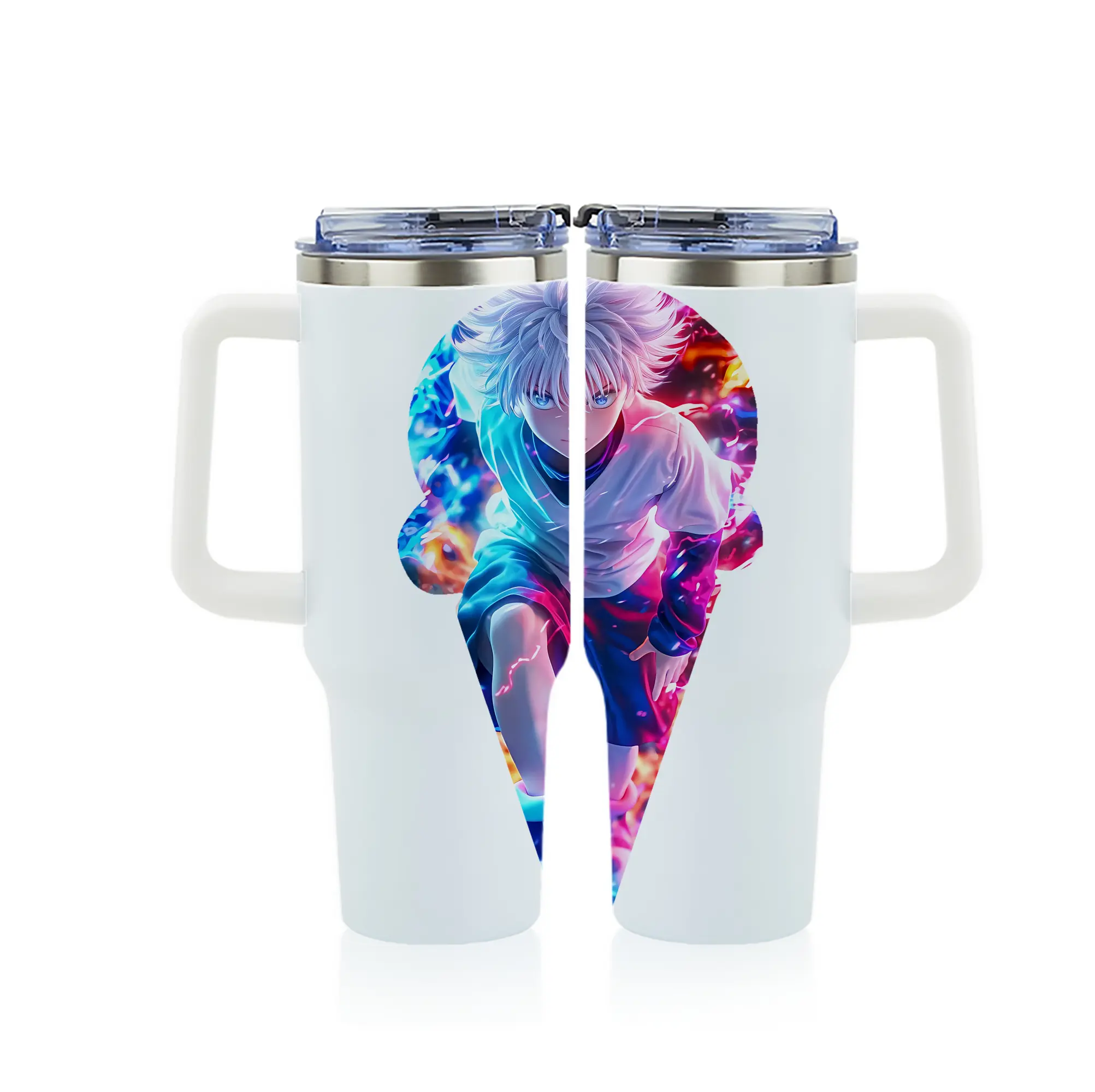 ハンター×ハンター グッズ キルア＝ゾルディック - 1200mL フルプリント車用タンブラー ・ 304ステンレス 内側 ・ 201ステンレス 外側 ・ 保温 保冷 ・ 通勤 ドライブ アウトドア用