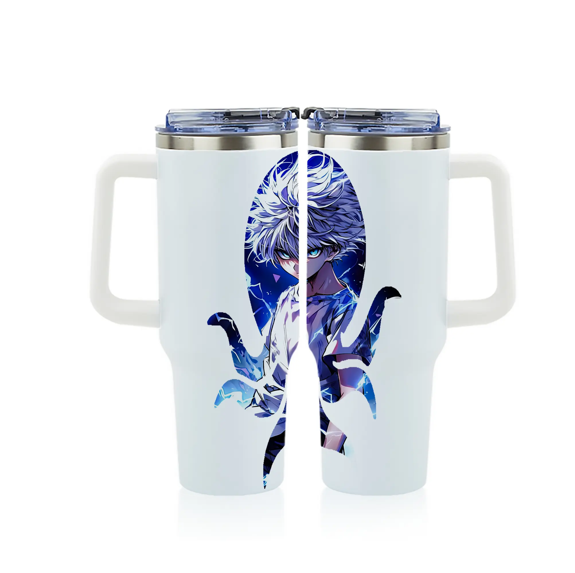 ハンター×ハンター グッズ キルア＝ゾルディック - 1200mL フルプリント車用タンブラー ・ 304ステンレス 内側 ・ 201ステンレス 外側 ・ 保温 保冷 ・ 通勤 ドライブ アウトドア用