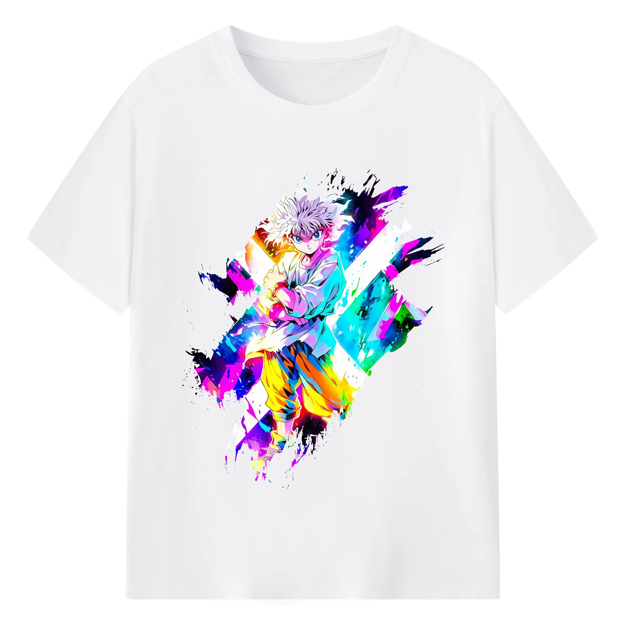 ハンター×ハンター グッズ キルア＝ゾルディック - 綿100％ 半袖Tシャツ ・ フロントプリント ・ 快適 通気性 ・ 日常使い 散歩 スポーツ用