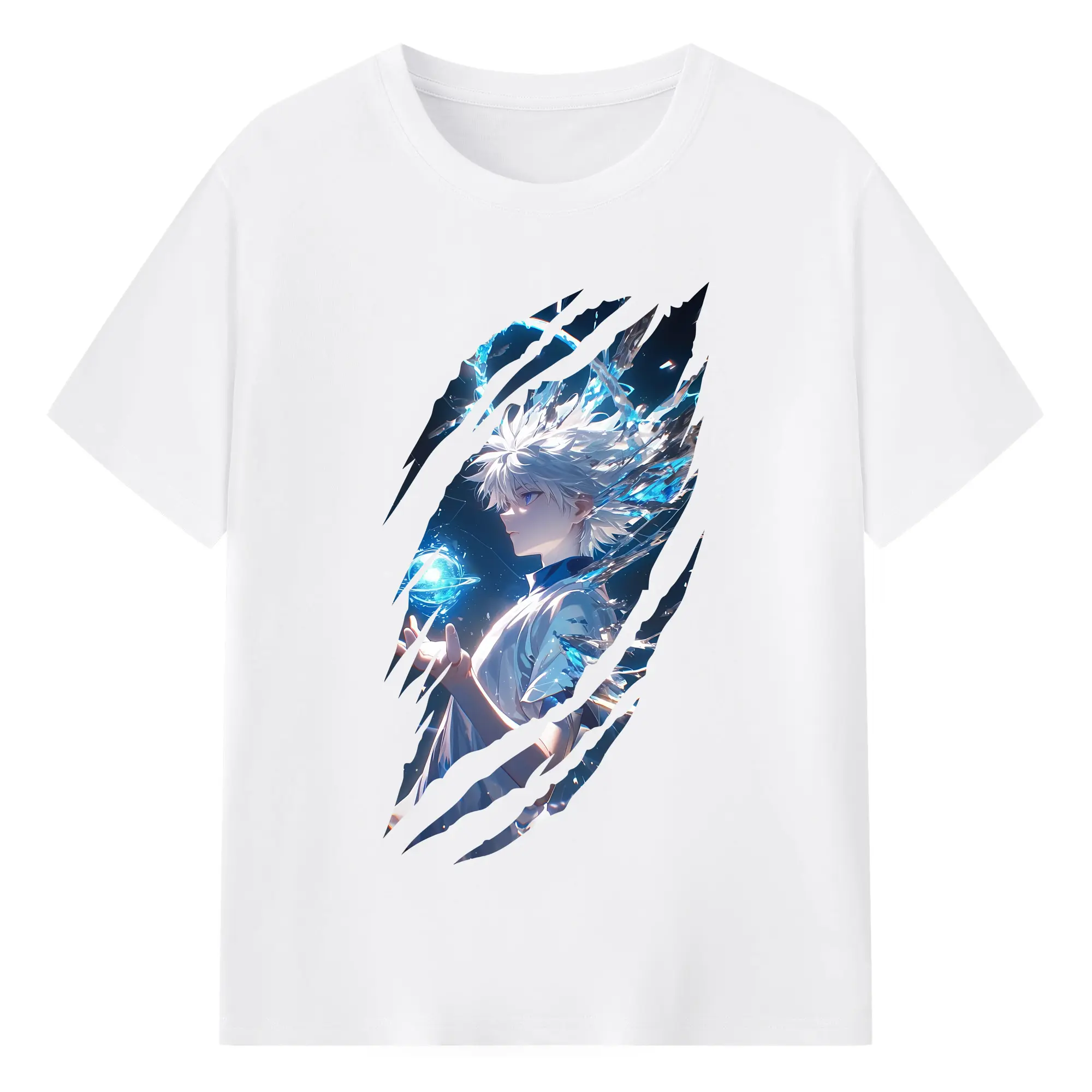 ハンター×ハンター グッズ キルア＝ゾルディック - 綿100％ 半袖Tシャツ ・ フロントプリント ・ 快適 通気性 ・ 日常使い 散歩 スポーツ用