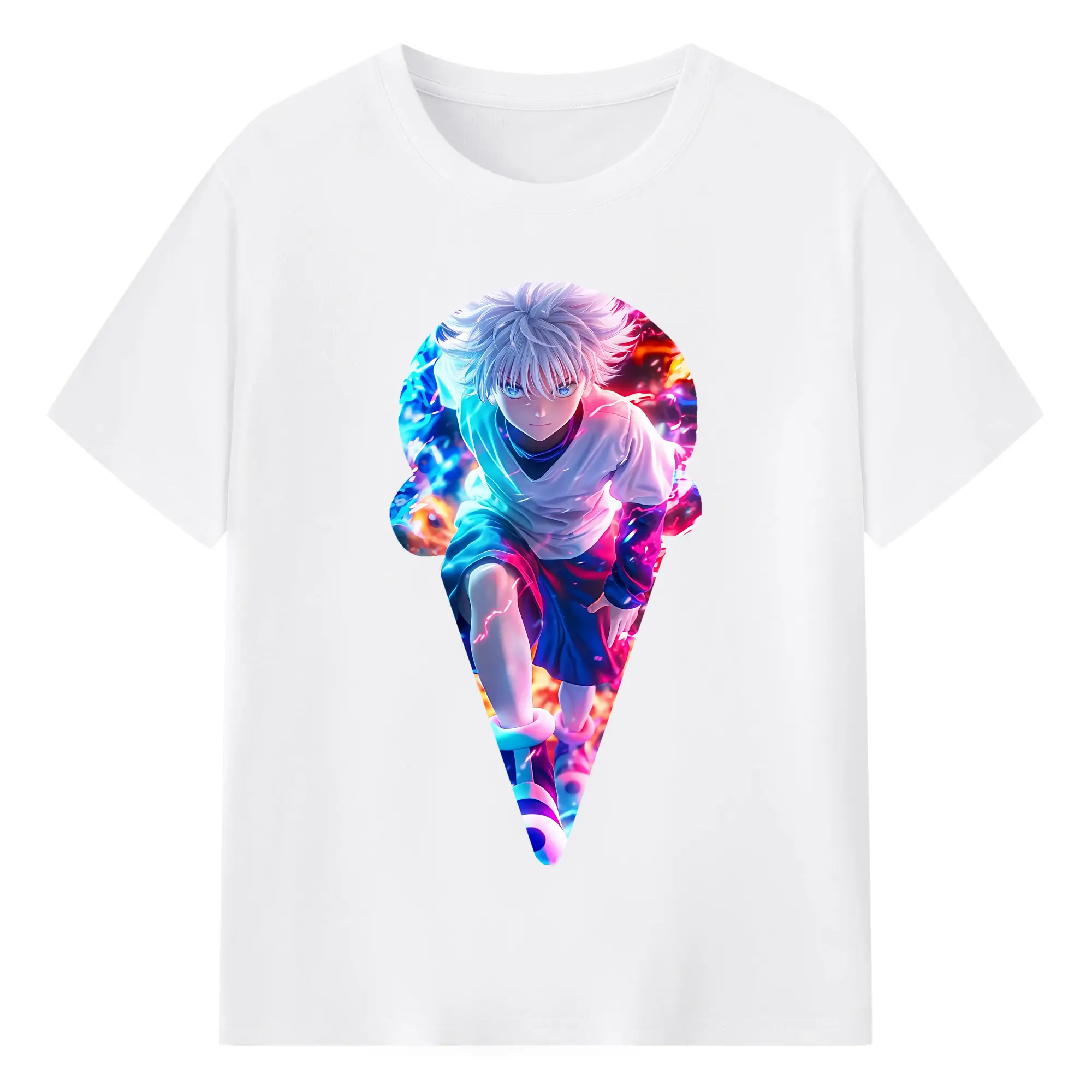 ハンター×ハンター グッズ キルア＝ゾルディック - 綿100％ 半袖Tシャツ ・ フロントプリント ・ 快適 通気性 ・ 日常使い 散歩 スポーツ用