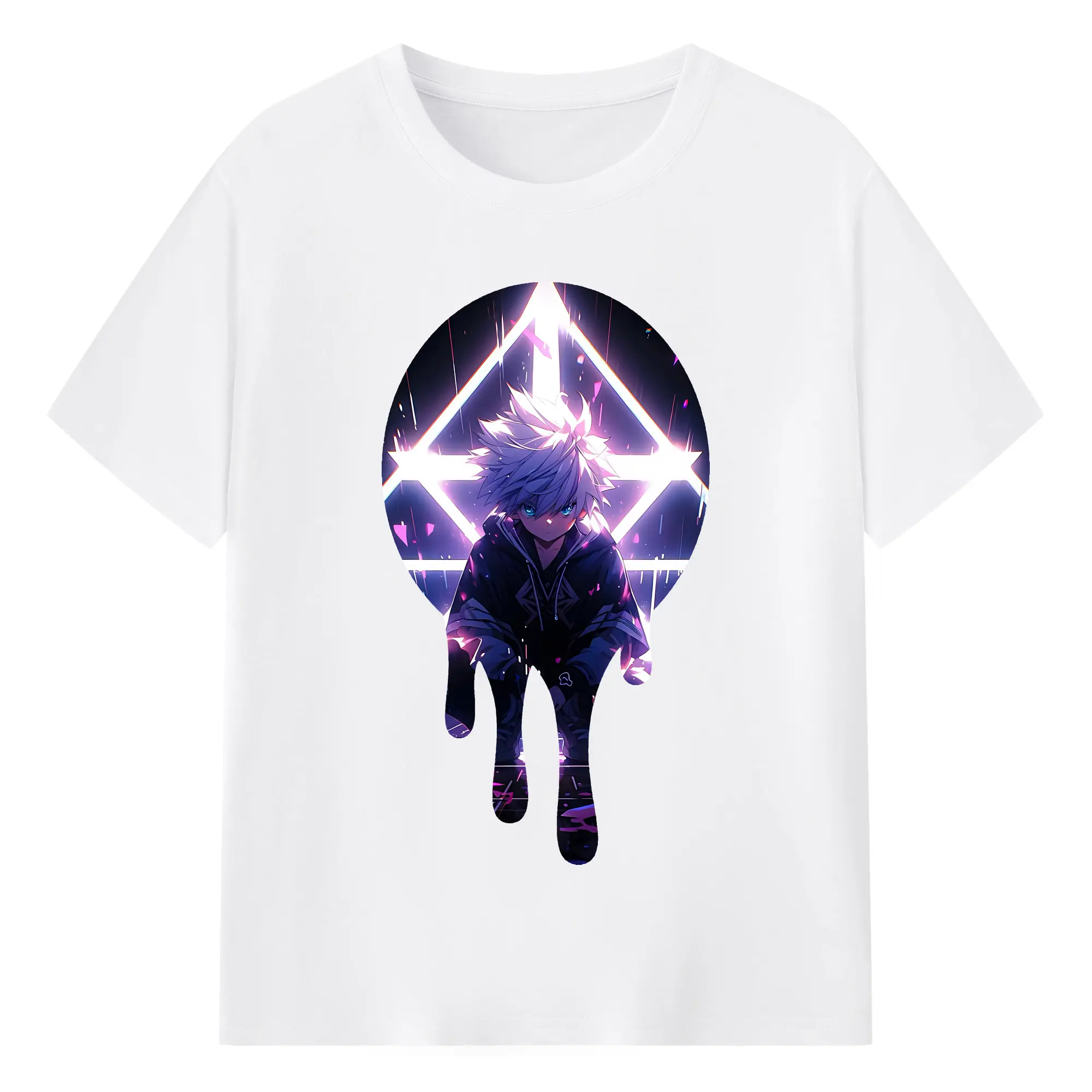 ハンター×ハンター グッズ キルア＝ゾルディック - 綿100％ 半袖Tシャツ ・ フロントプリント ・ 快適 通気性 ・ 日常使い 散歩 スポーツ用