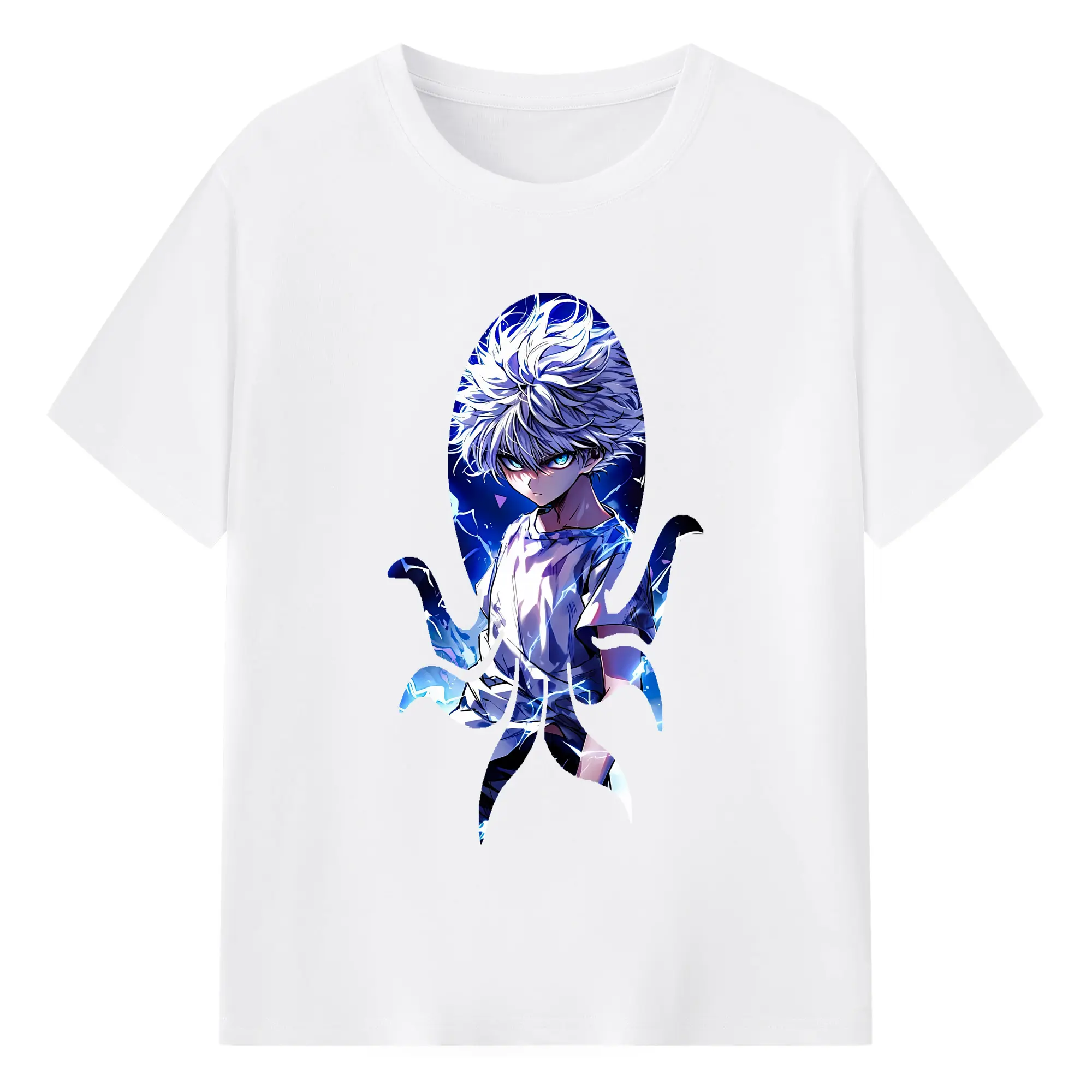 ハンター×ハンター グッズ キルア＝ゾルディック - 綿100％ 半袖Tシャツ ・ フロントプリント ・ 快適 通気性 ・ 日常使い 散歩 スポーツ用