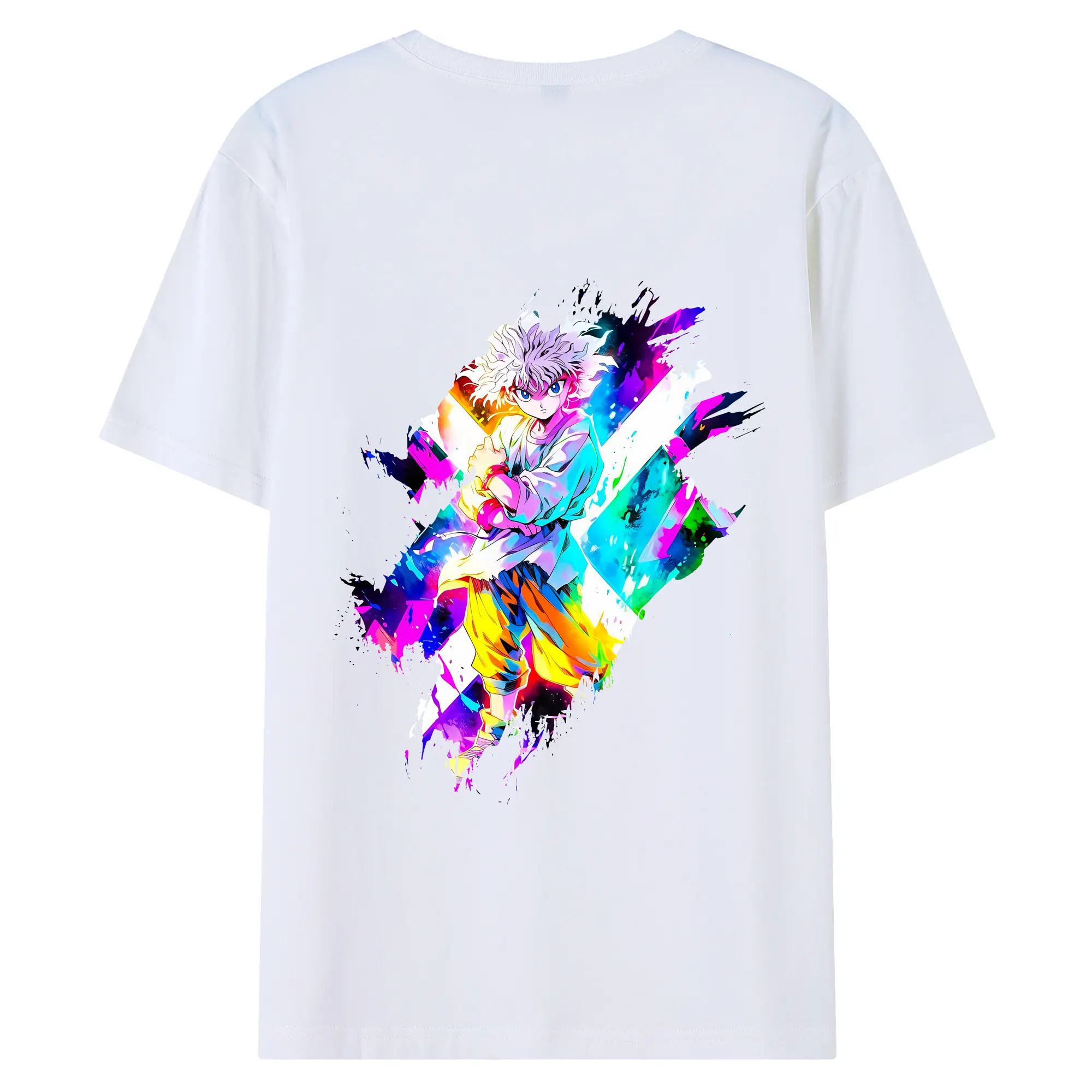 ハンター×ハンター グッズ キルア＝ゾルディック - 綿100％ 半袖Tシャツ ・ バックプリント ・ 快適 通気性 ・ 日常使い 散歩 スポーツ用