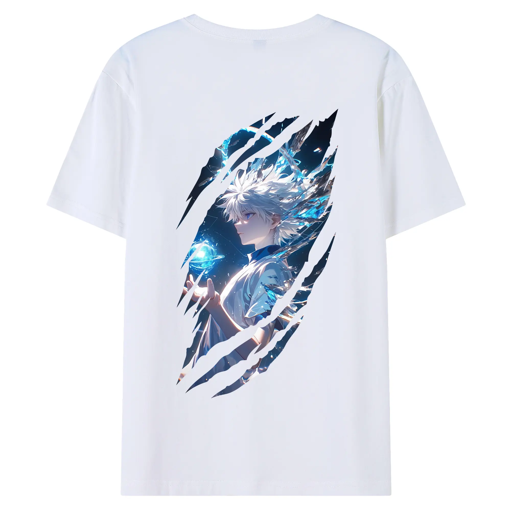 ハンター×ハンター グッズ キルア＝ゾルディック - 綿100％ 半袖Tシャツ ・ バックプリント ・ 快適 通気性 ・ 日常使い 散歩 スポーツ用