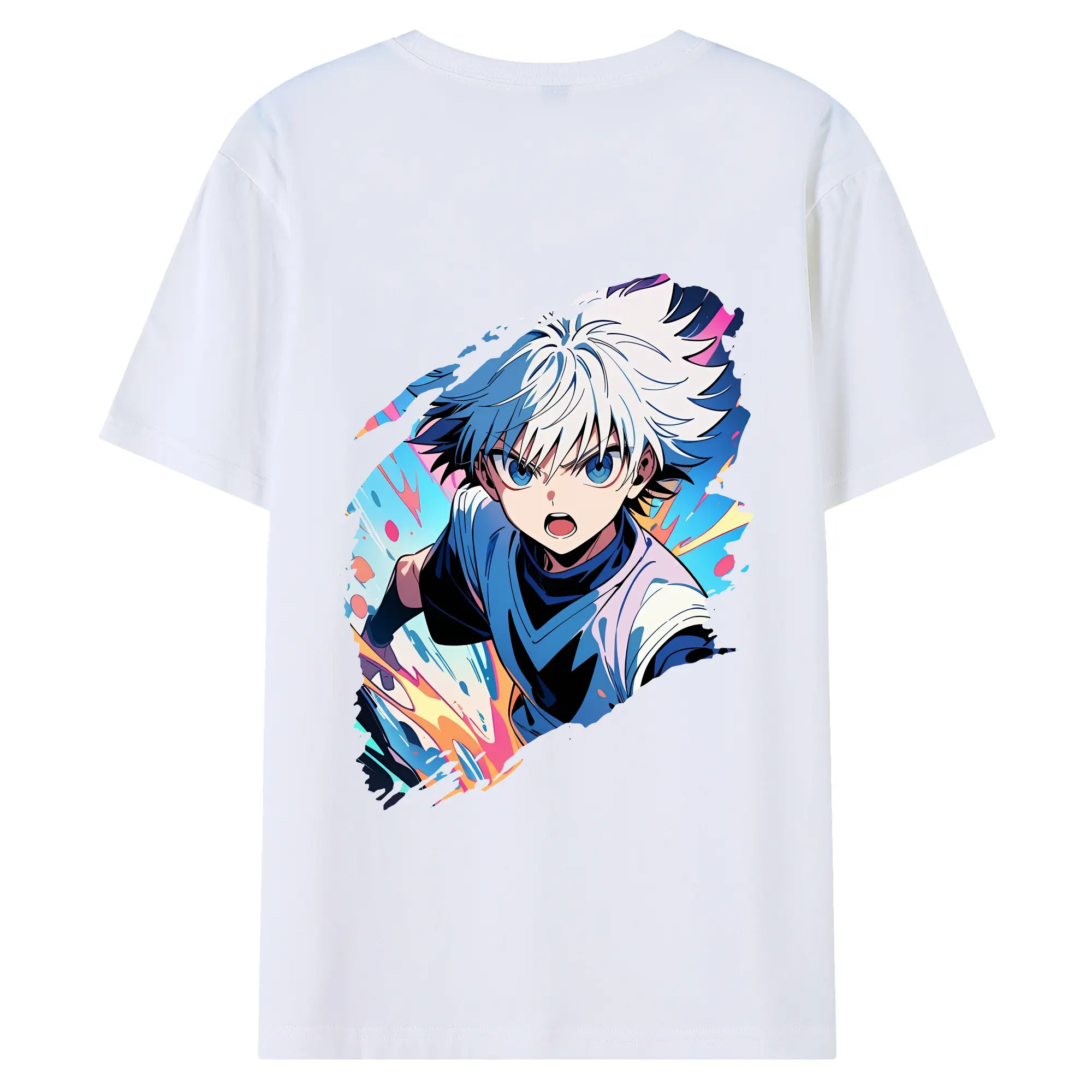 ハンター×ハンター グッズ キルア＝ゾルディック - 綿100％ 半袖Tシャツ ・ バックプリント ・ 快適 通気性 ・ 日常使い 散歩 スポーツ用