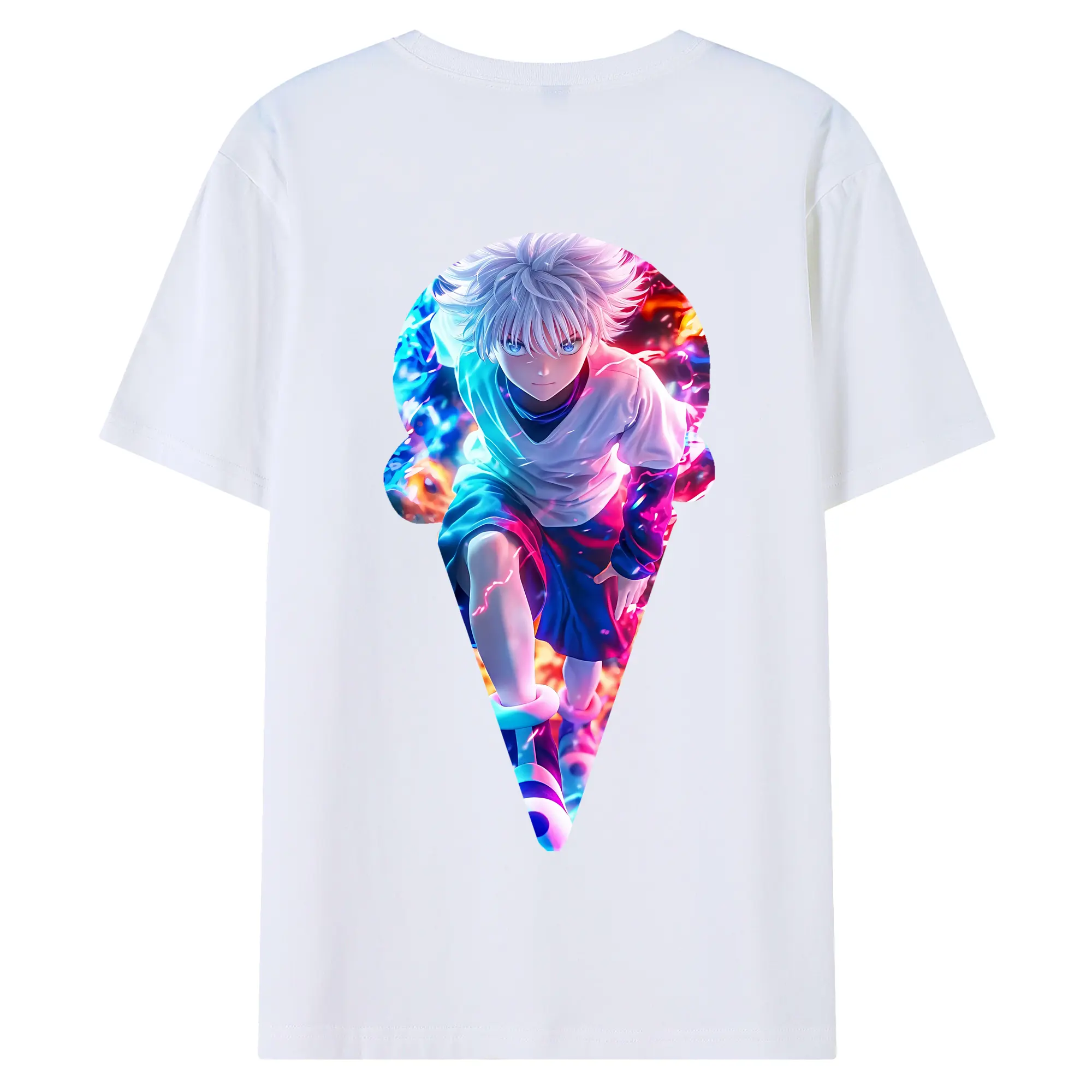 ハンター×ハンター グッズ キルア＝ゾルディック - 綿100％ 半袖Tシャツ ・ バックプリント ・ 快適 通気性 ・ 日常使い 散歩 スポーツ用