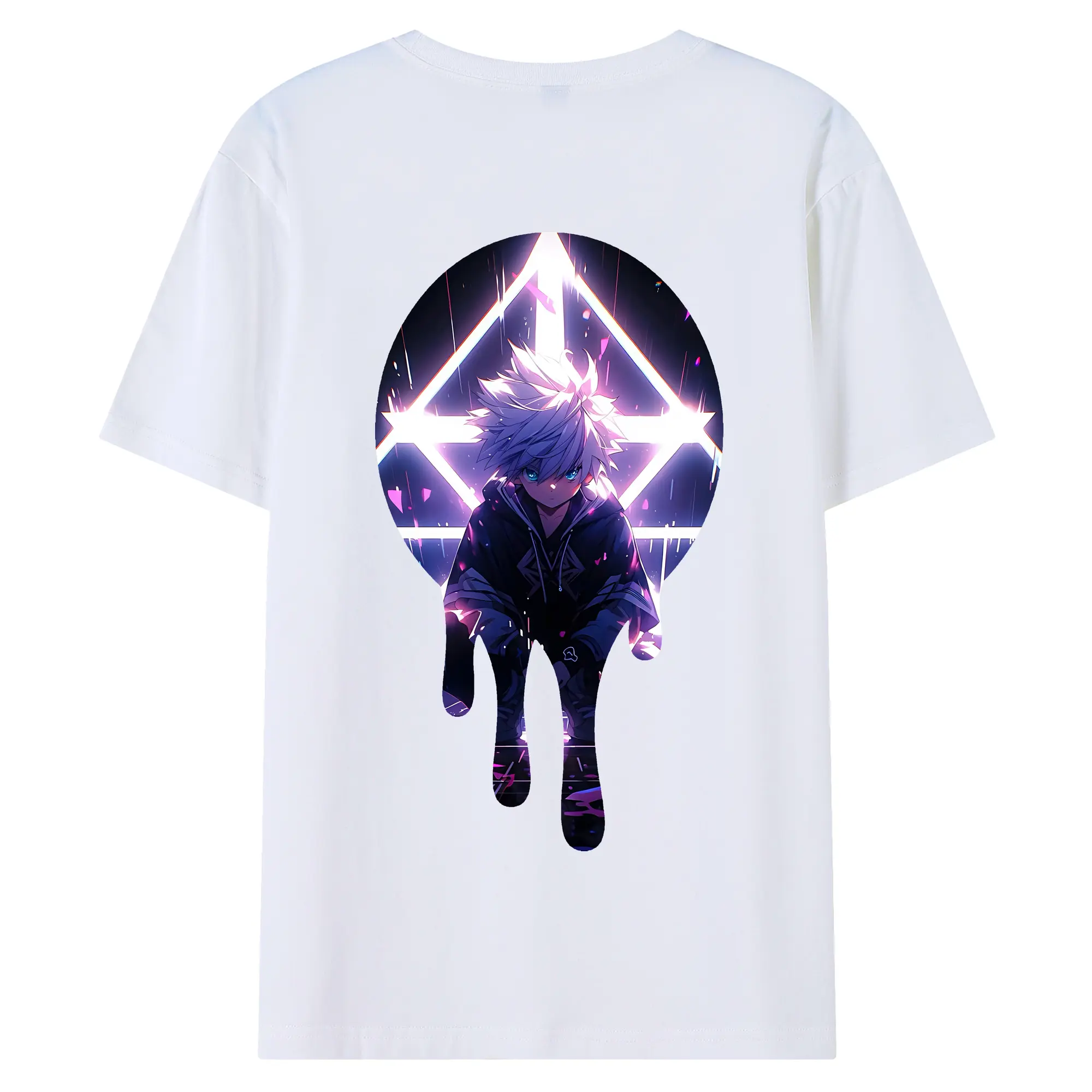 ハンター×ハンター グッズ キルア＝ゾルディック - 綿100％ 半袖Tシャツ ・ バックプリント ・ 快適 通気性 ・ 日常使い 散歩 スポーツ用