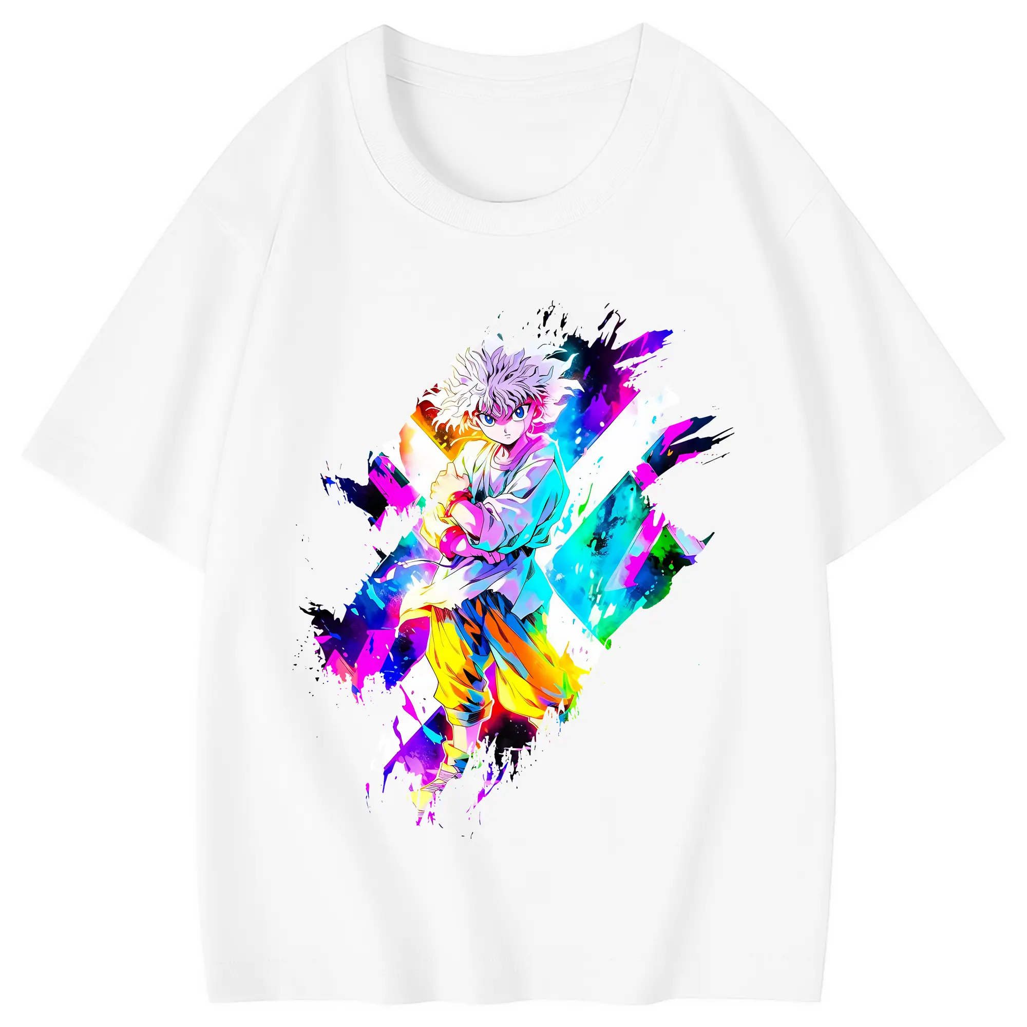 ハンター×ハンター グッズ キルア＝ゾルディック - 綿100％ キッズTシャツ ・ フロントプリント ・ 快適 通気性 ・ スポーツ カジュアル 散歩用